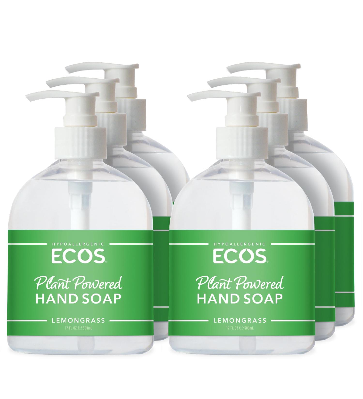 ECOS Hypoallergenic Hand Soap - Plants Based Hand Soap - Safe for Sensitive Skin - Lemongrass - 17 oz Bottle (6 pack) - Buy Online on GoSupps.com