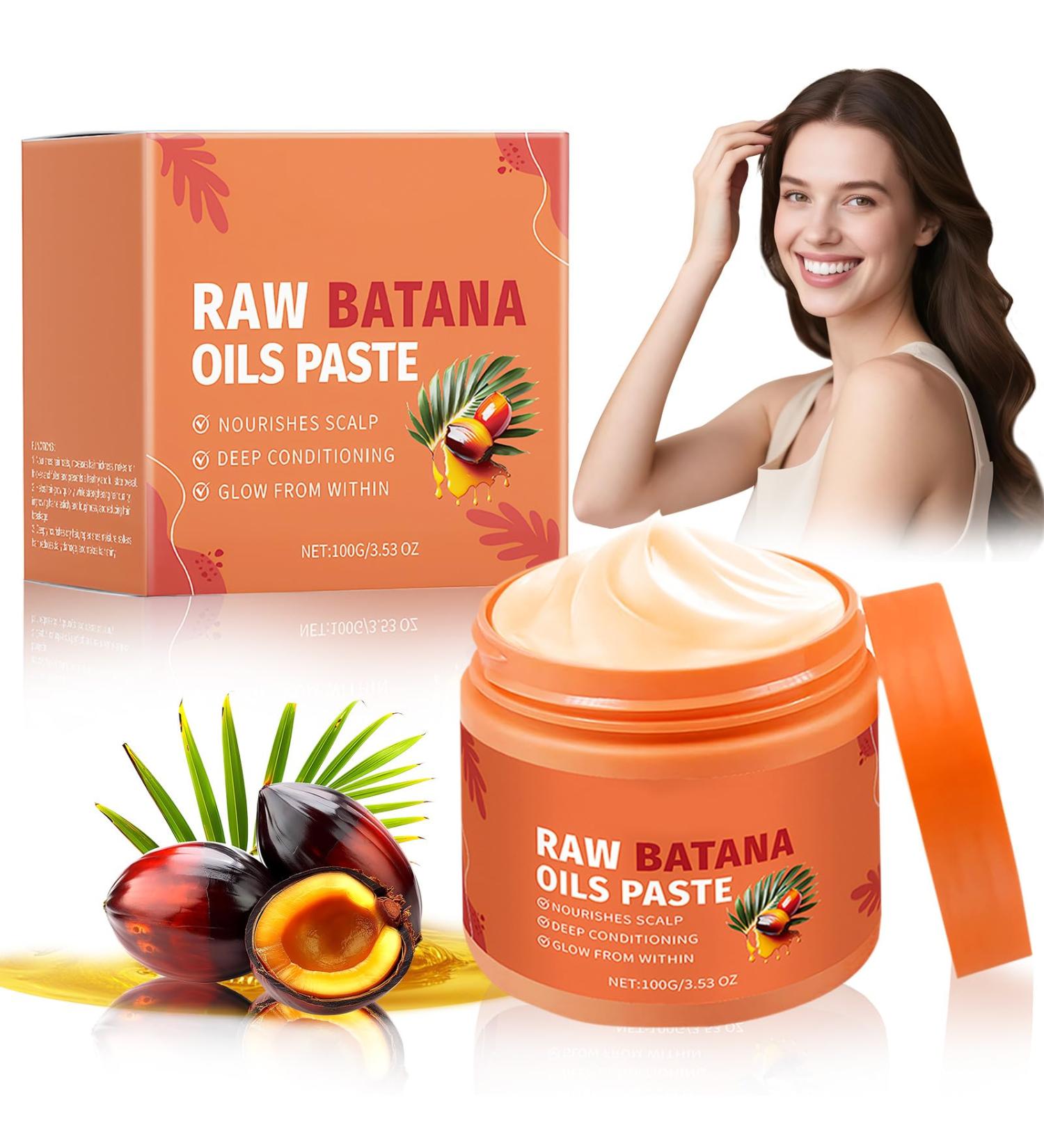 Ourdort Raw Batana Oil Paste organic oil for hair Batana conditioner 100 natural hair cream for healthier thick smooth hair - Buy Online on GoSupps.com