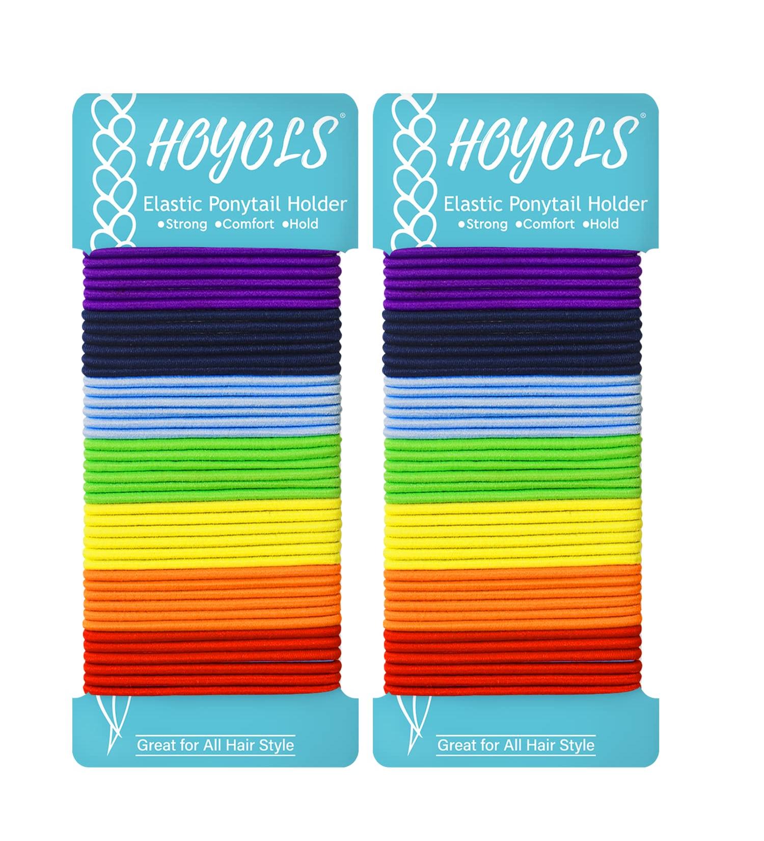 HOYOLS Chakra Color Hair Elastics Bands - 84 Count, No Metal Ties for Girls & Women with Thick Hair - 7 Colors - Buy Online on GoSupps.com