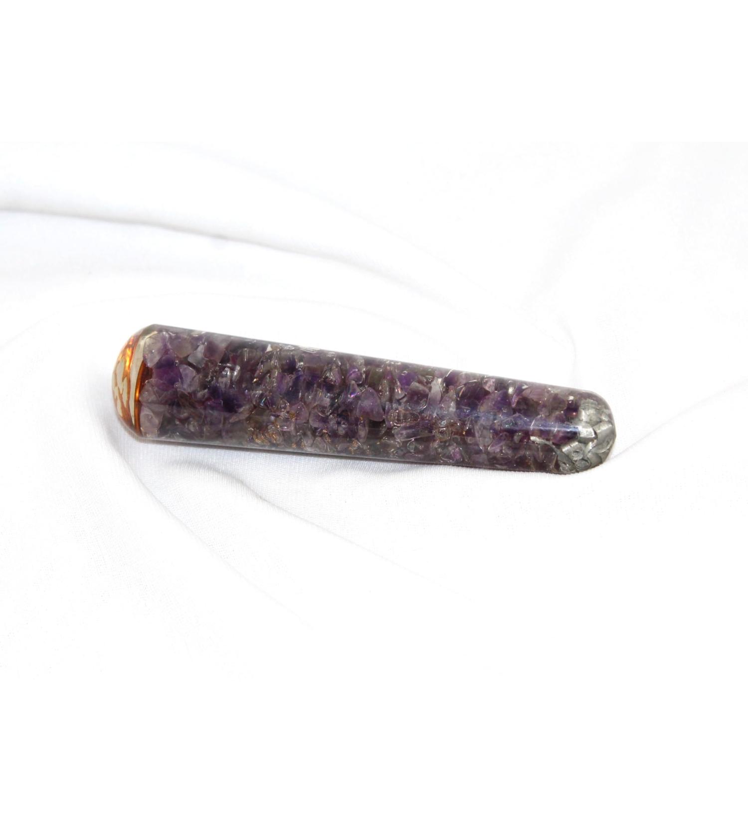 Buy Jet Energized Amethyst Orgone Massage Wand | Copper Reiki Healing Stick | Sacred Geometry Orgonite for Energy & Wellness - Buy Online on GoSupps.com