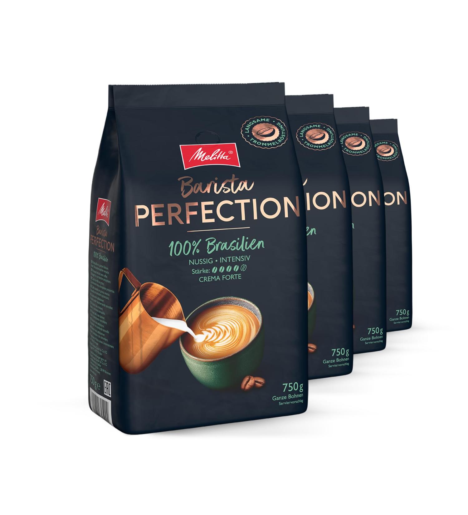 Melitta Barista Perfection 100% Brazil Coffee Beans - 4 x 750g | Premium Arabica Slow Roasted Crema Forte - Buy Online on GoSupps.com