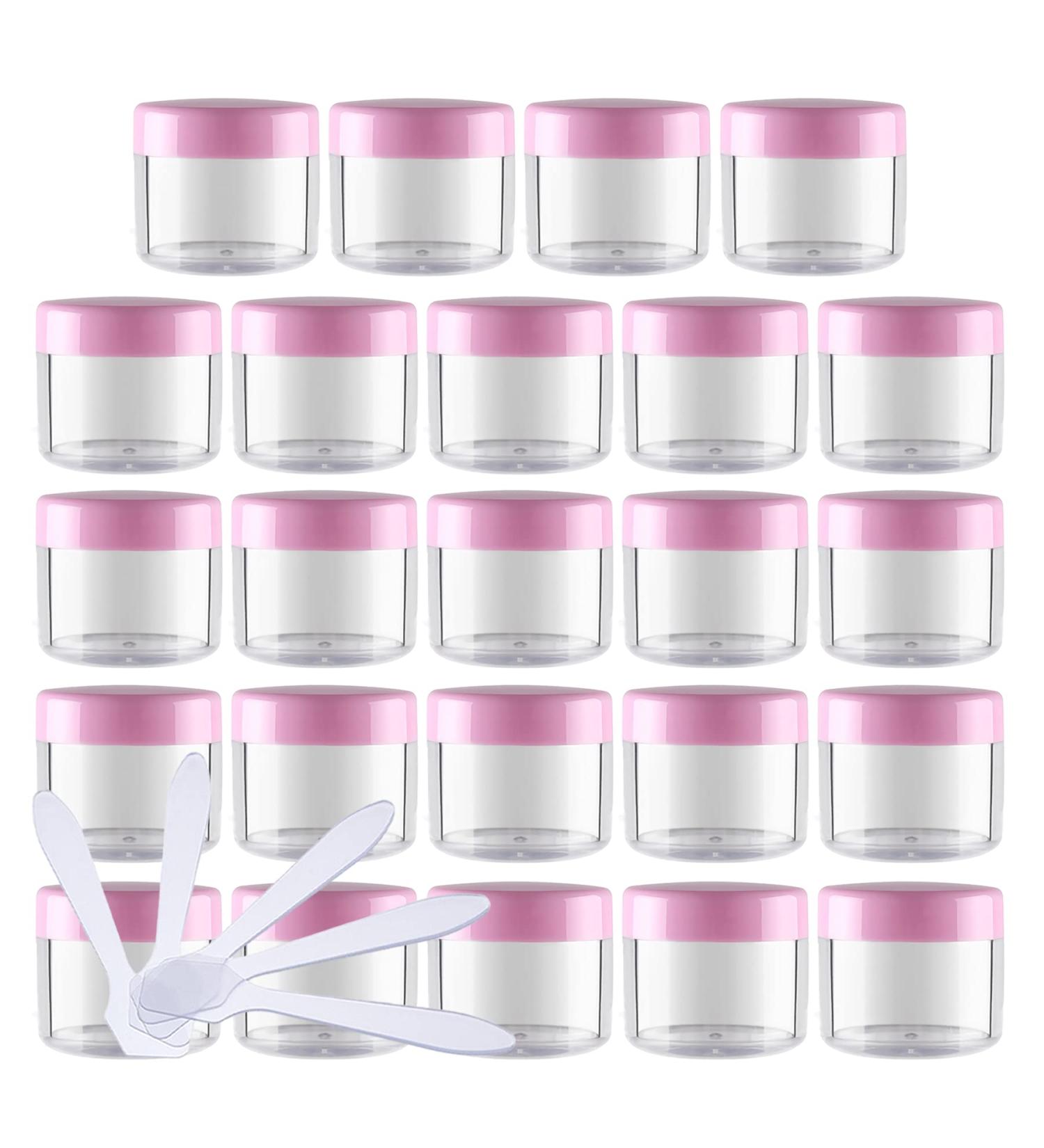 Zeoabsy 20ml Clear Empty Cream Can - 20 Pieces Transparent Crucible with Pink Screw Cap for Lotion Mini Candles Nail Art & Lip Balm - Buy Online on GoSupps.com
