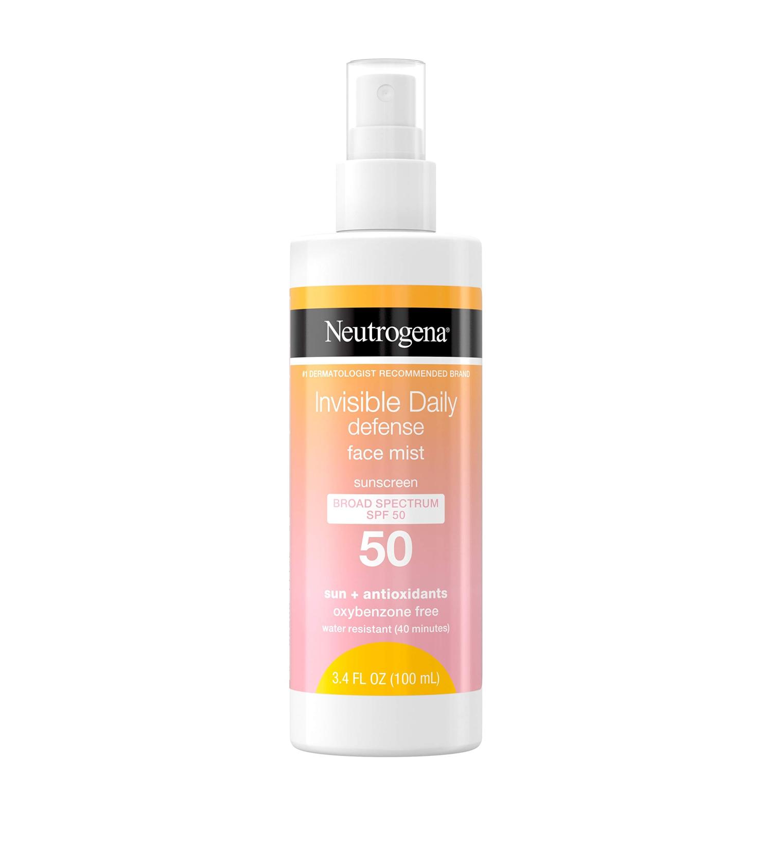 Neutrogena Invisible Daily Defense Face Mist SPF 50 Sunscreen - Oxybenzone-Free - 3.4 fl. Oz - Buy Online on GoSupps.com