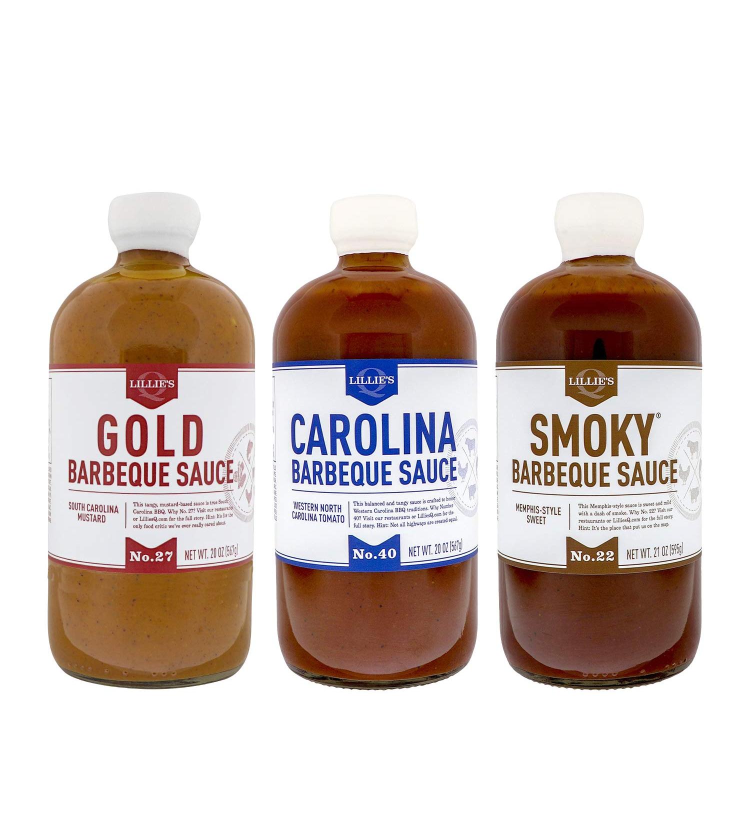 Lillie's Q BBQ Sauce Variety Pack - Gluten-Free Gourmet Set with Carolina, Gold, and Smoky BBQ Sauces (20-21 oz) | 3-Pack - Buy Online on GoSupps.com
