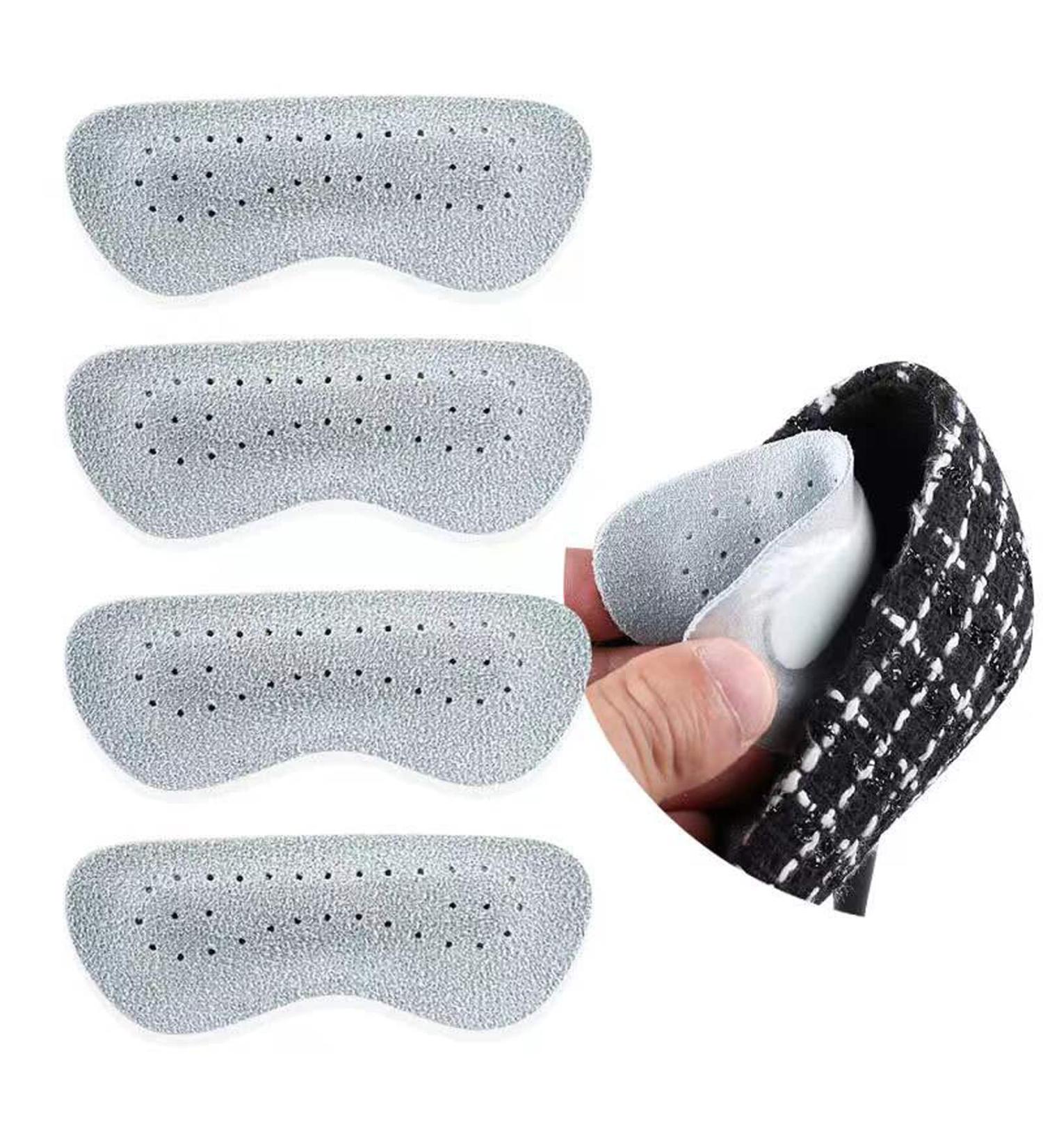 Premium Leather Heel Grips Pad - 4 Pieces | Prevent Heel Slip & Blister | Durable & Breathable | Improved Shoe Fit | Unisex (Grey) - Buy Online on GoSupps.com