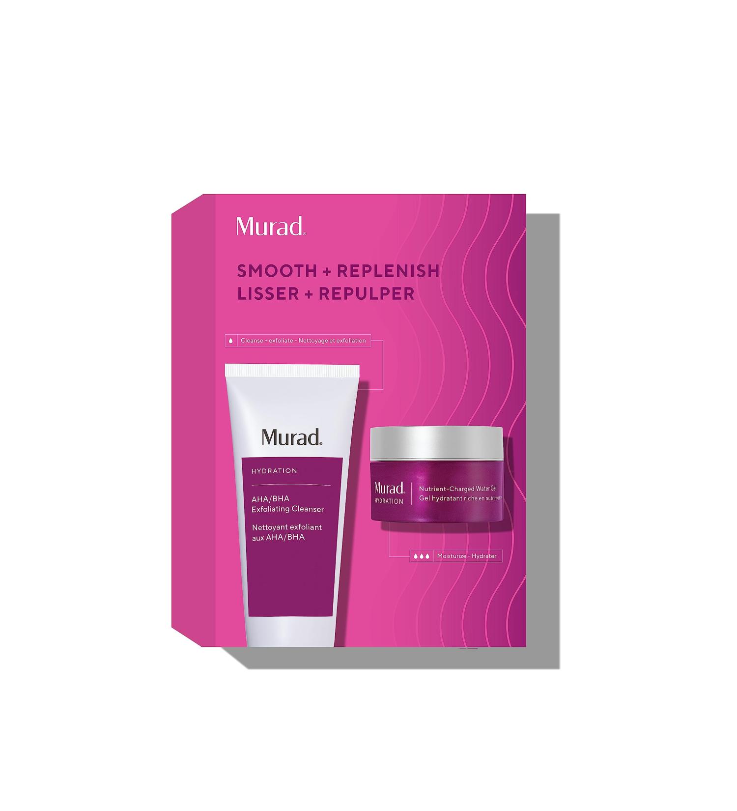 Murad Smooth & Replenish Value Set - 2-Piece Full-Size Set $117 Value - AHA/BHA Cleanser & Water Gel Moisturizer - Buy Online on GoSupps.com