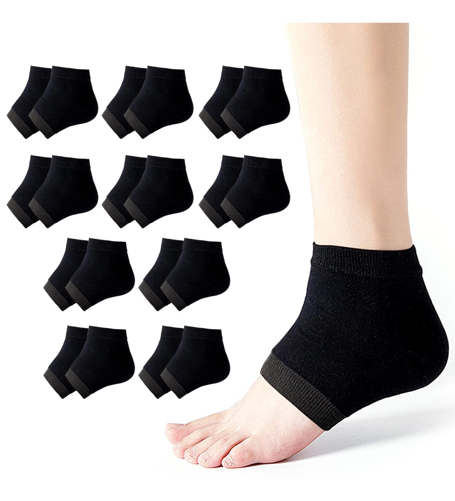 Rishaca Moisturizing Gel Socks for Cracked Heels Treatment - 10 Pair Black Silicone Socks for Dry Foot Skin Care - Buy Online on GoSupps.com
