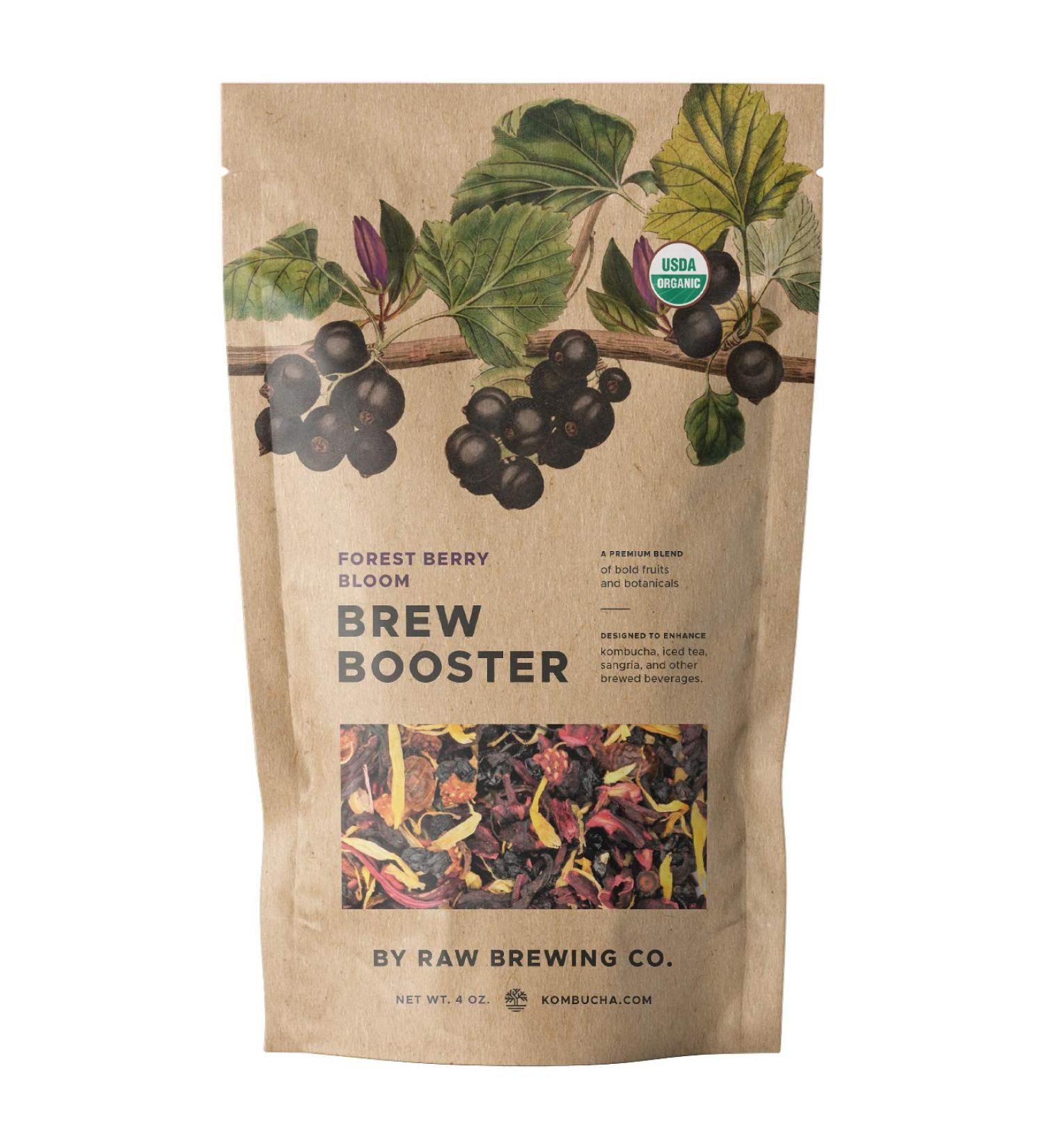 Forest Berry Bloom Brew Booster - Certified Organic Elderberry Currant Blueberry Blend for Premium Kombucha Flavoring, Iced Tea & Sangria - Natural, Caffeine-Free - Buy Online on GoSupps.com