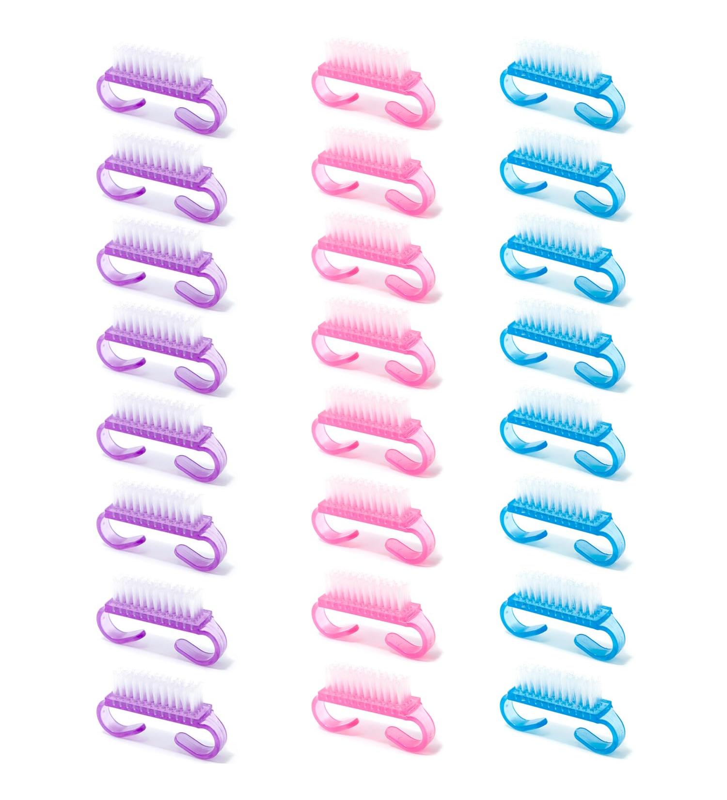 24 Pieces Handle Nail Brush Nail Cleaning Brush Nail Dusting Brush Manicure Cleaning Brush for Cleaning Nails Suitable for Hand and Toe Nails Home Salon Use (Pink Purple Blue) - Buy Online on GoSupps.com