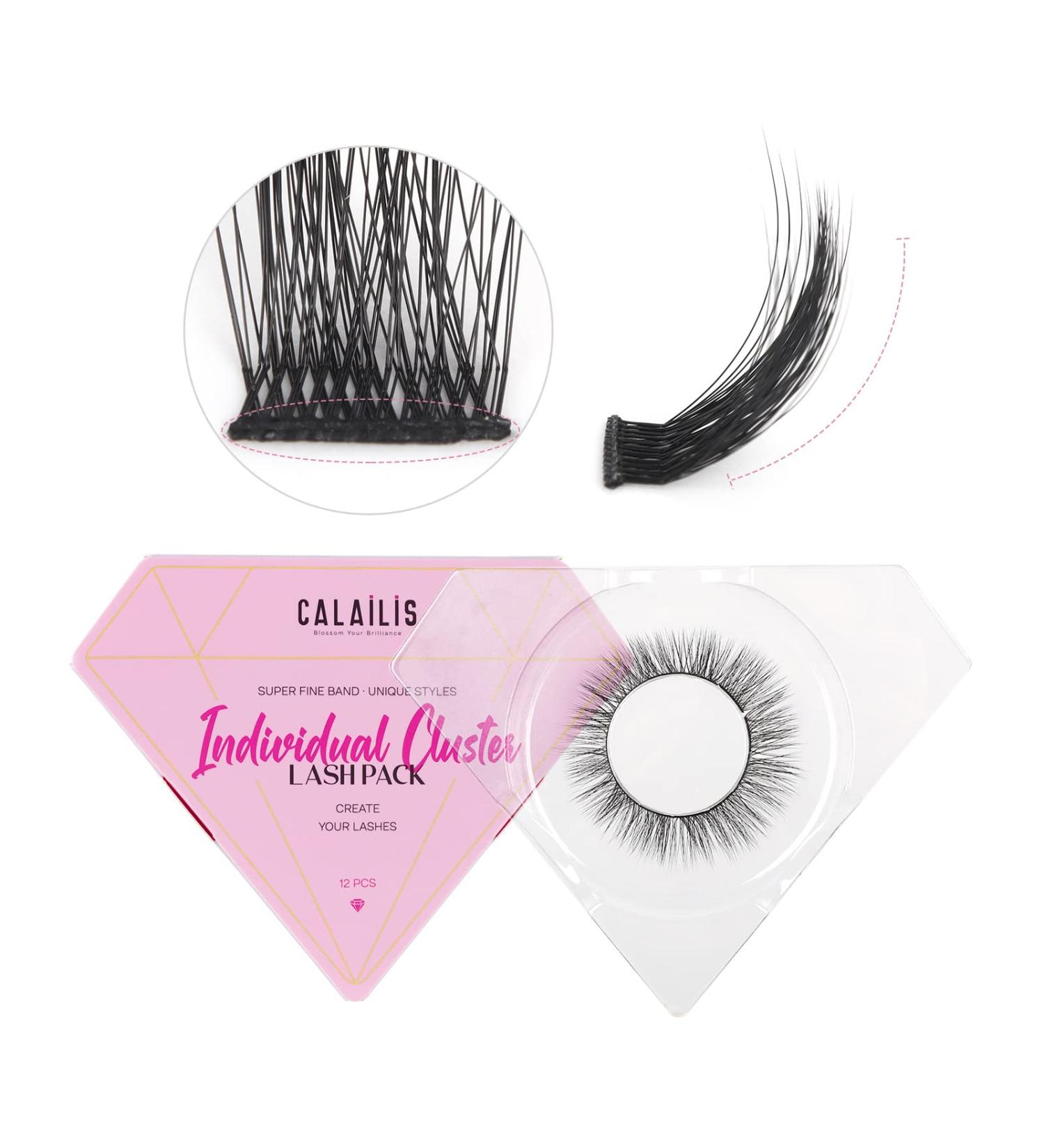 CALAILIS Cluster Lashes - DIY Individual Eyelash Extensions | 14mm Bonded Lash Clusters for At-Home Use - Buy Online on GoSupps.com