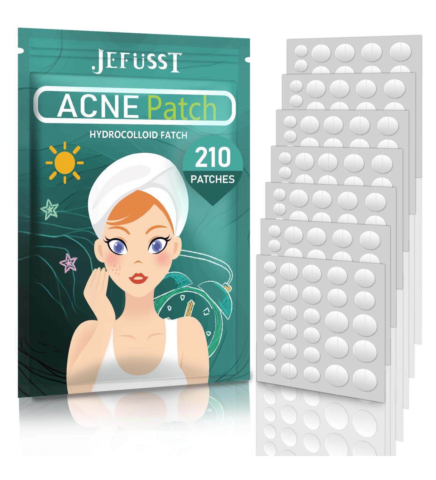 Jefusst Pimple Patch Set - 210 Hydrocolloid Acne Patches in 4 Sizes with Tea Tree & Calendula Oil - Vegan & Cruelty-Free - Buy Online on GoSupps.com