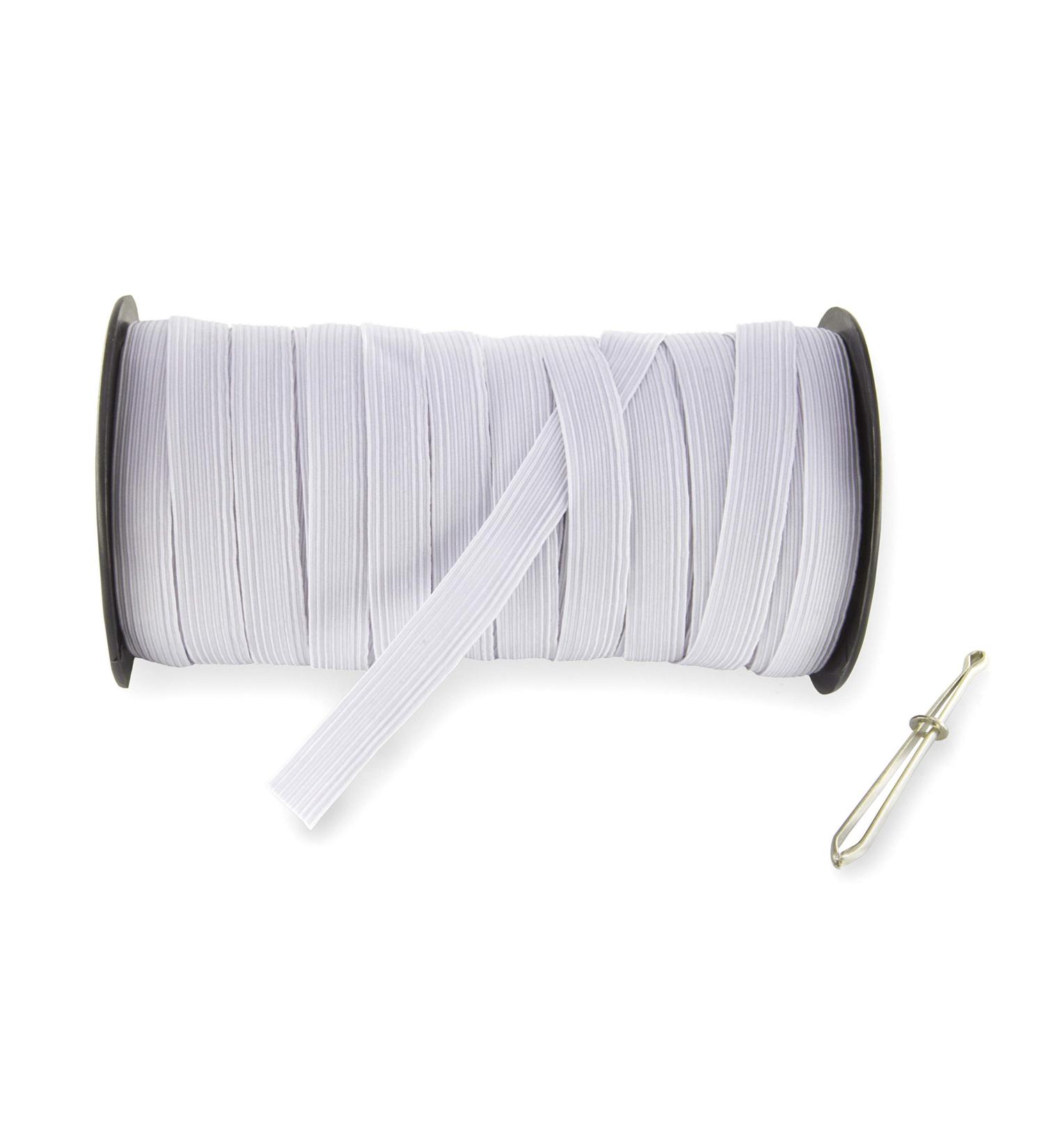 White Braided Elastic Cord 1/2 Inch - 40 Yards | Heavy Stretch Knit Spool | Bedspread Band - Buy Online on GoSupps.com