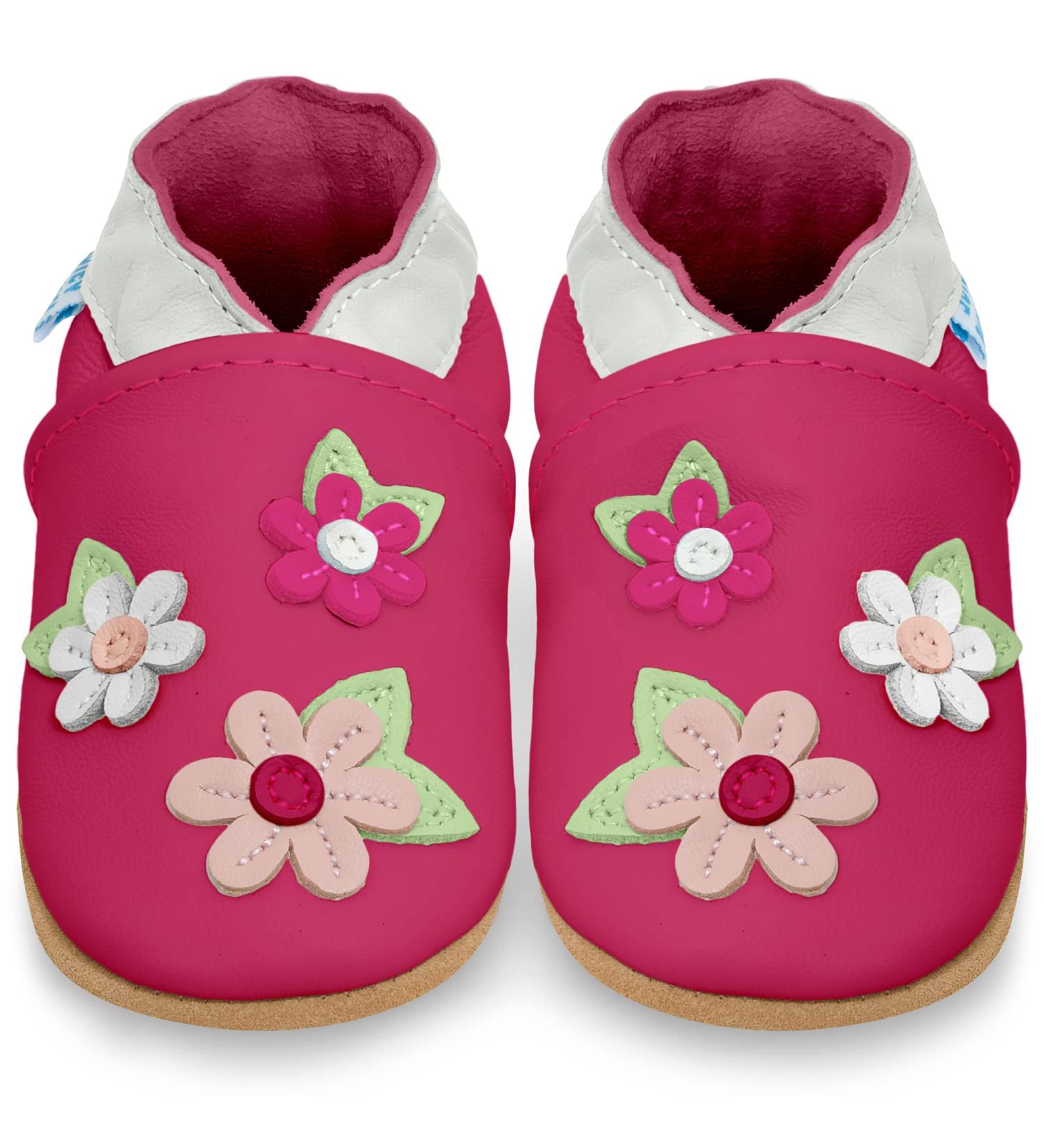 Soft Sole Pink Blossoms Baby Shoes | Leather Toddler Shoes for Baby Girl/Boy (2-3 Years) | Baby Walking Shoes - Buy Online on GoSupps.com
