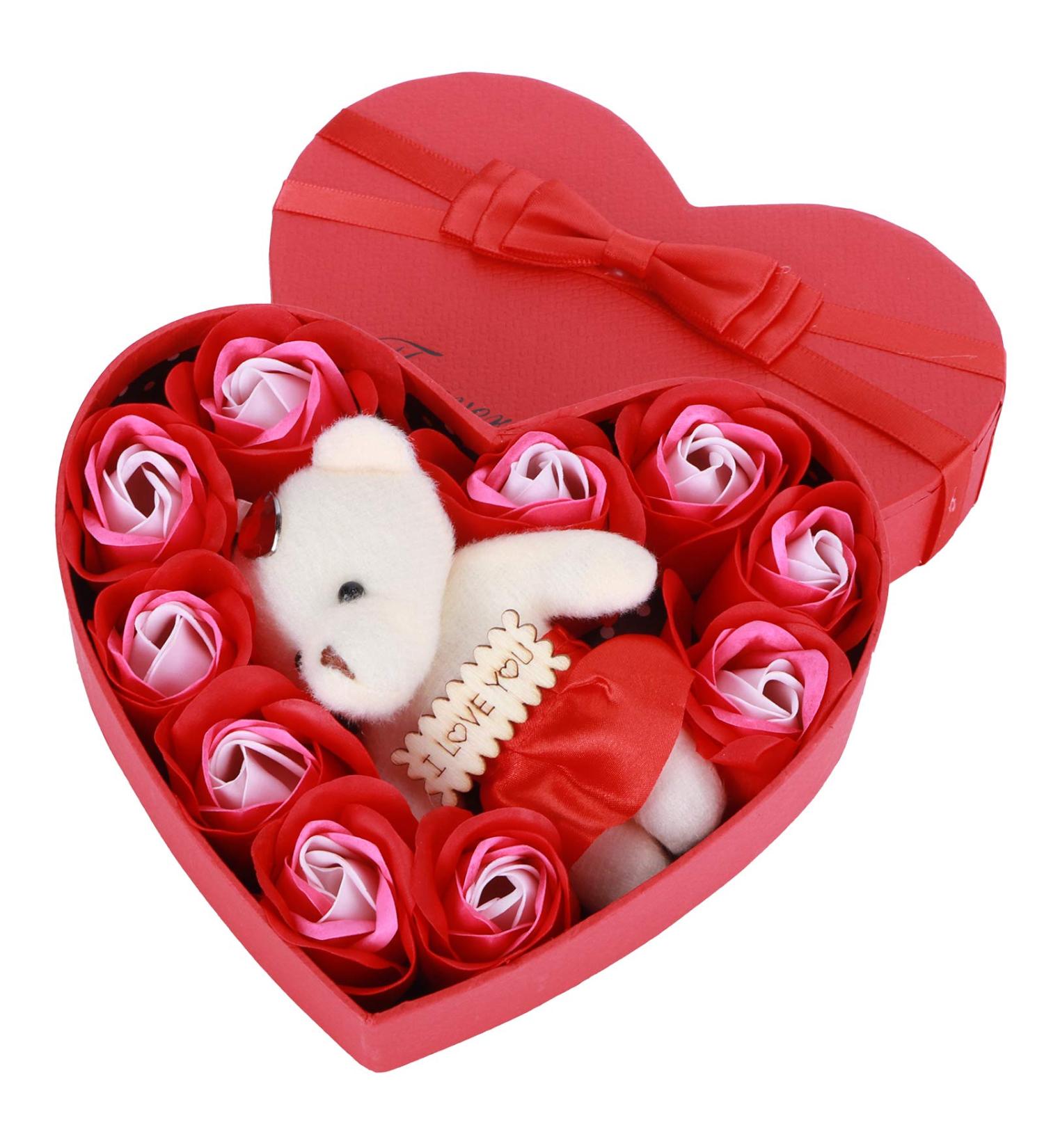 Artificial Rose Flower Gift Box - Soap Flowers for Birthday Valentine's Day & Mother's Day | Red Color Scheme - Buy Online on GoSupps.com