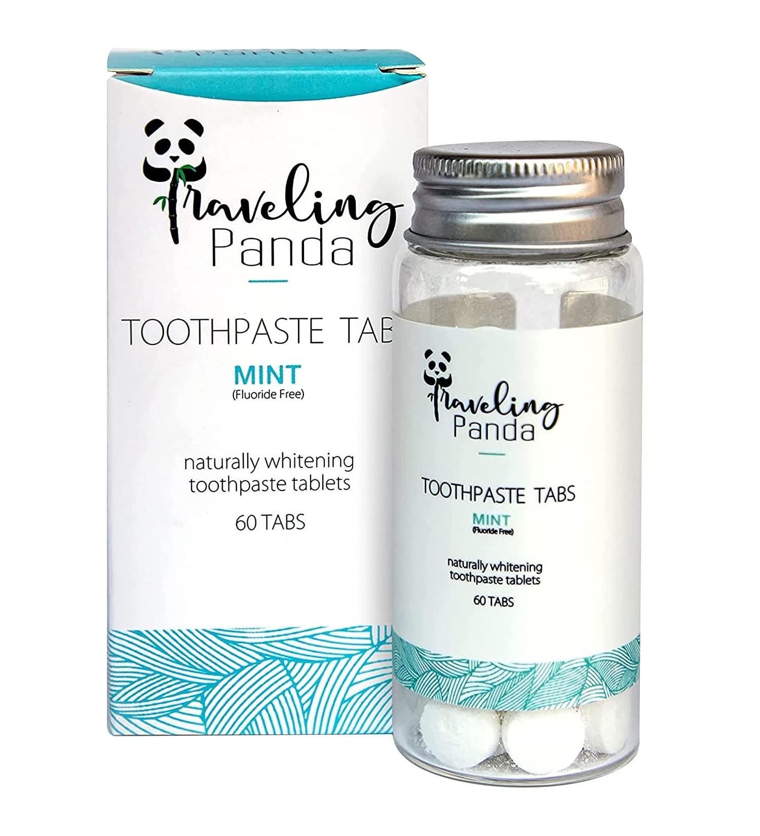Traveling Panda Charcoal Whitening Toothpaste Tablets - Vegan, Sugar-Free, Mint Flavor | 60 Count Pack, No Water Needed for On-the-Go Brushing - Buy Online on GoSupps.com