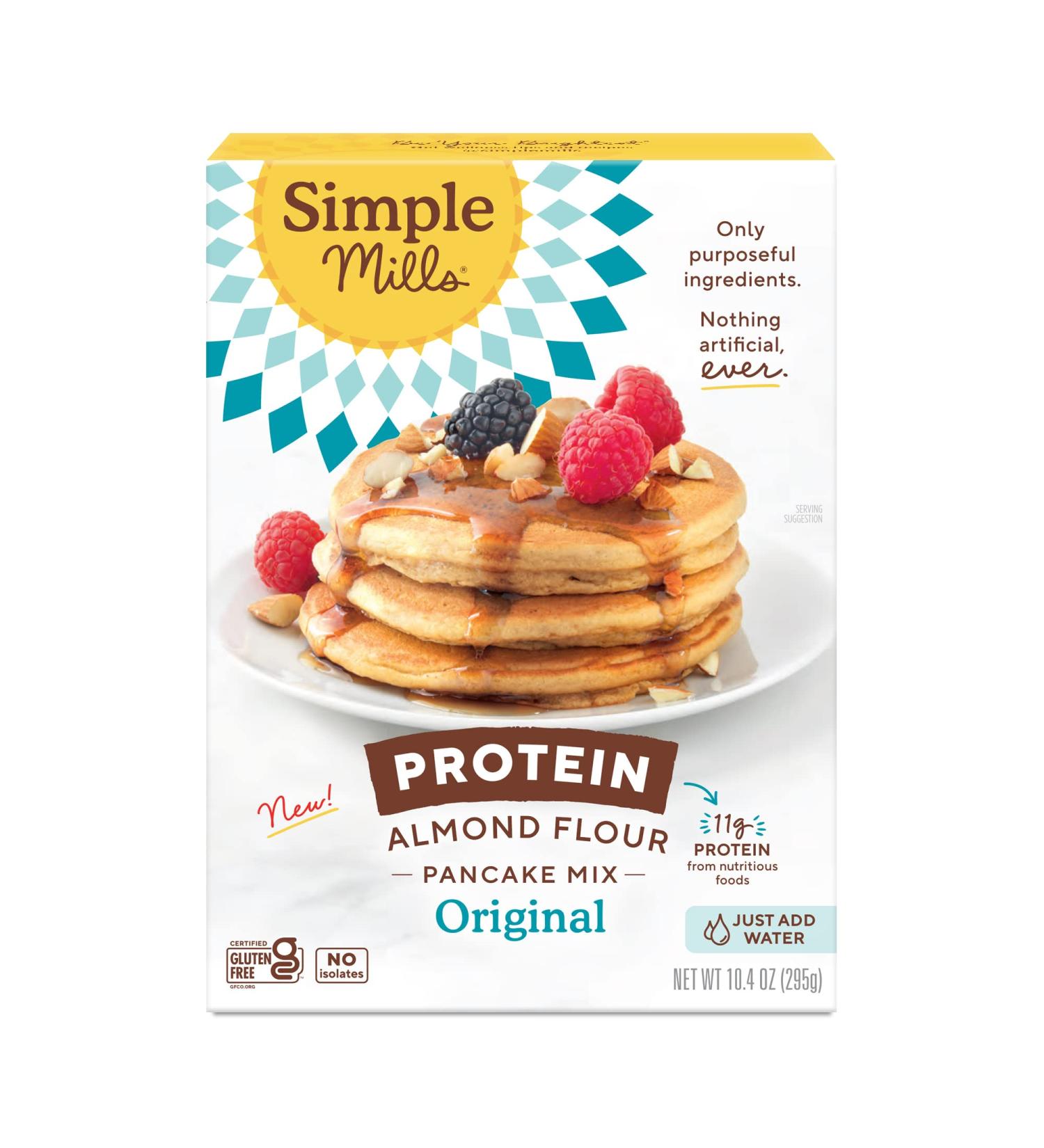 Simple Mills Just Add Water Almond Flour Pancake Mix  Original Protein - Gluten Free  Plant Based  Paleo Friendly  Breakfast  10.4 Ounce (Pack of 1) Almond Flour Protein (Pack of 1) - Buy Online on GoSupps.com
