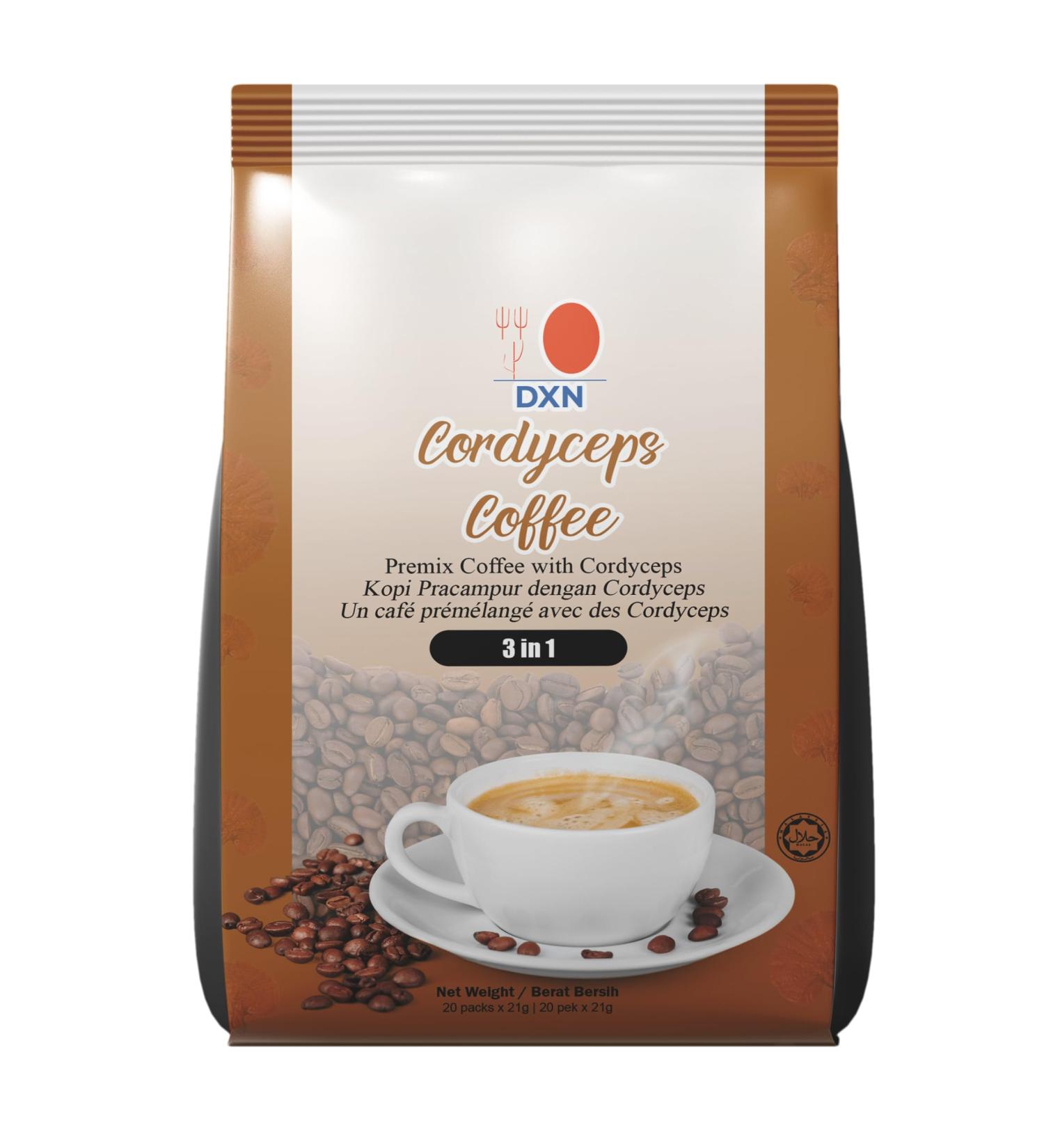Coffee Premium base de champignon Cordyceps - Caf Original - 20 sachets x 21 grammes - Buy Online on GoSupps.com