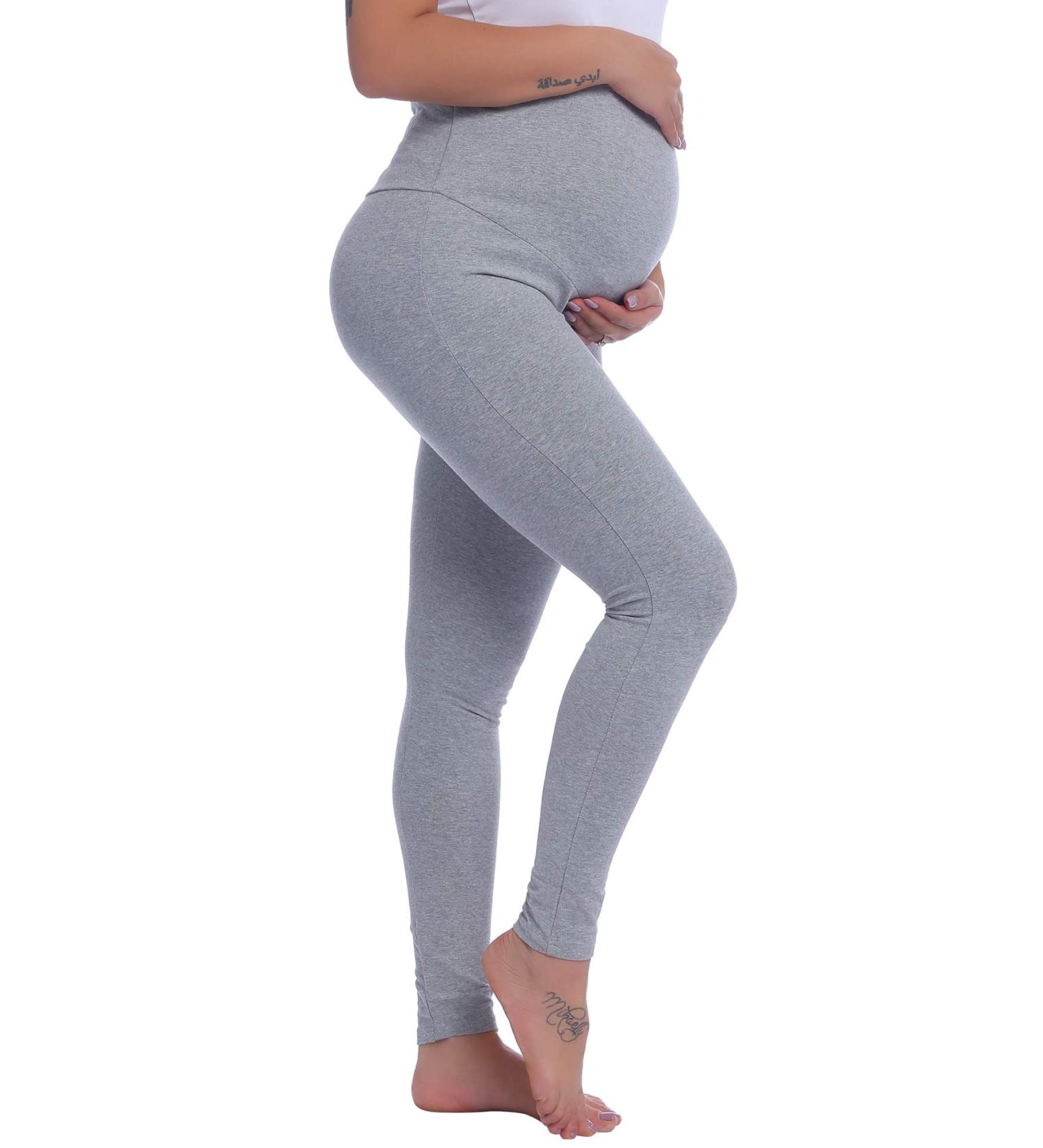 Amorbella Maternity Leggings XL Light Gray - Over Bump Cotton Soft Pants for Yoga & Pajamas - Buy Online on GoSupps.com