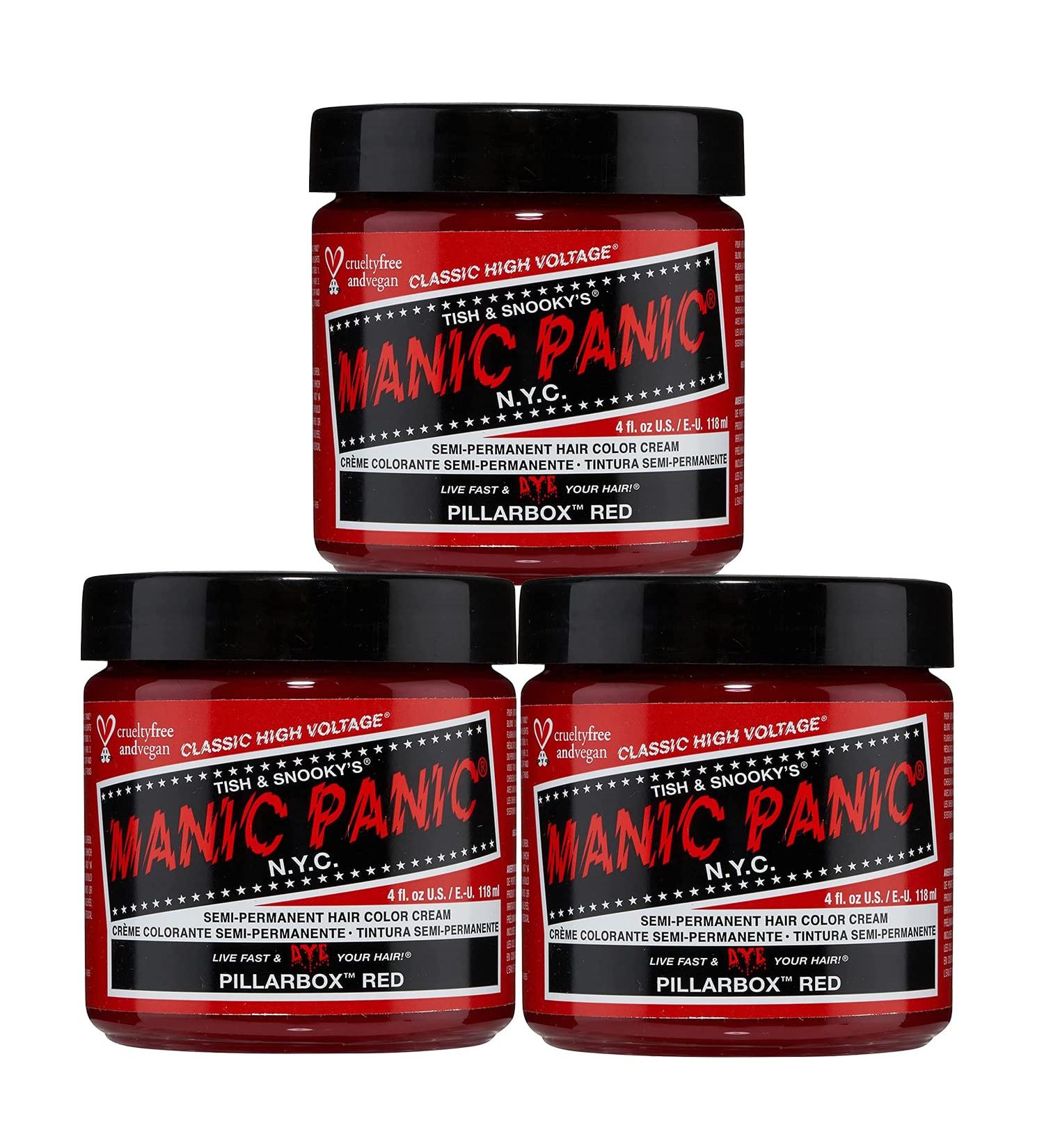 Manic Panic Pillarbox Red Classic Creme - Vegan & Cruelty-Free Semi-Permanent Hair Dye 3 x 118ml - Buy Online on GoSupps.com