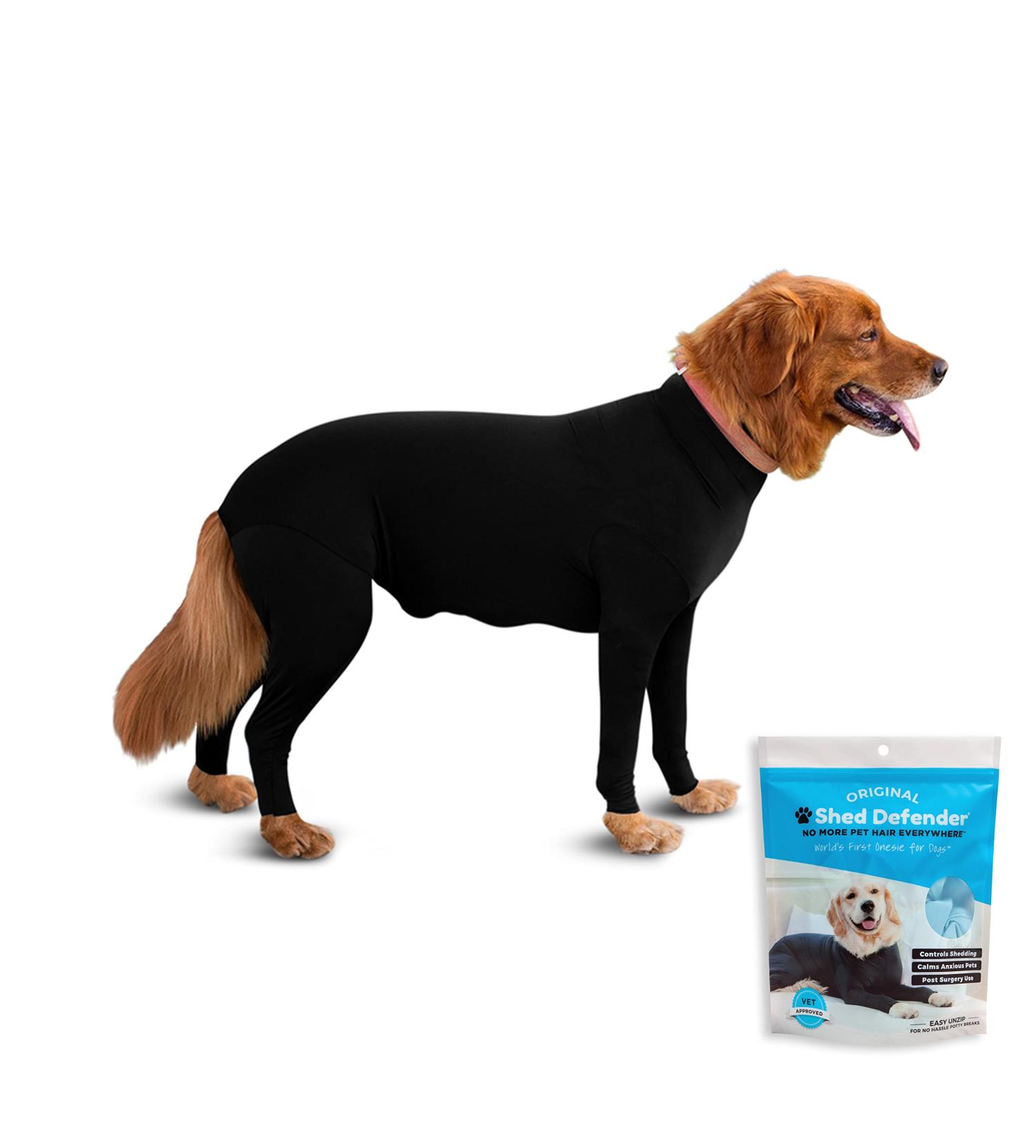 Shed Defender Original Dog Onesie XL - Vet Approved Shedding Bodysuit for Dogs - Recovery & Anxiety Vest - Hot Spot Allergy Protection - Black - Buy Online on GoSupps.com