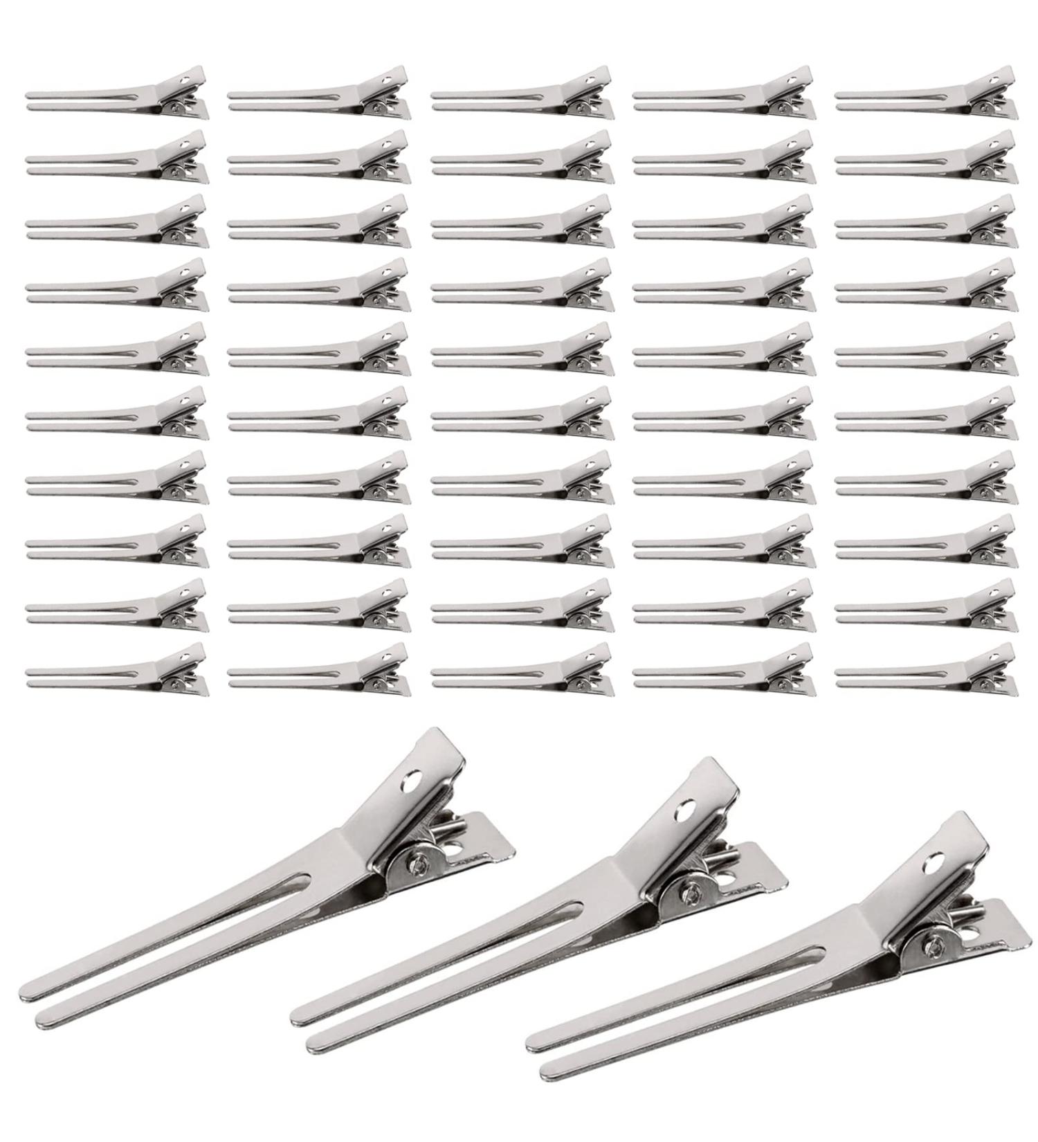 50 U-Shaped Hair Clips - Metal Alligator Clips for Hair Extensions & Styling | Double Prong Pin Curl Setter | DIY Hair Accessories - Buy Online on GoSupps.com