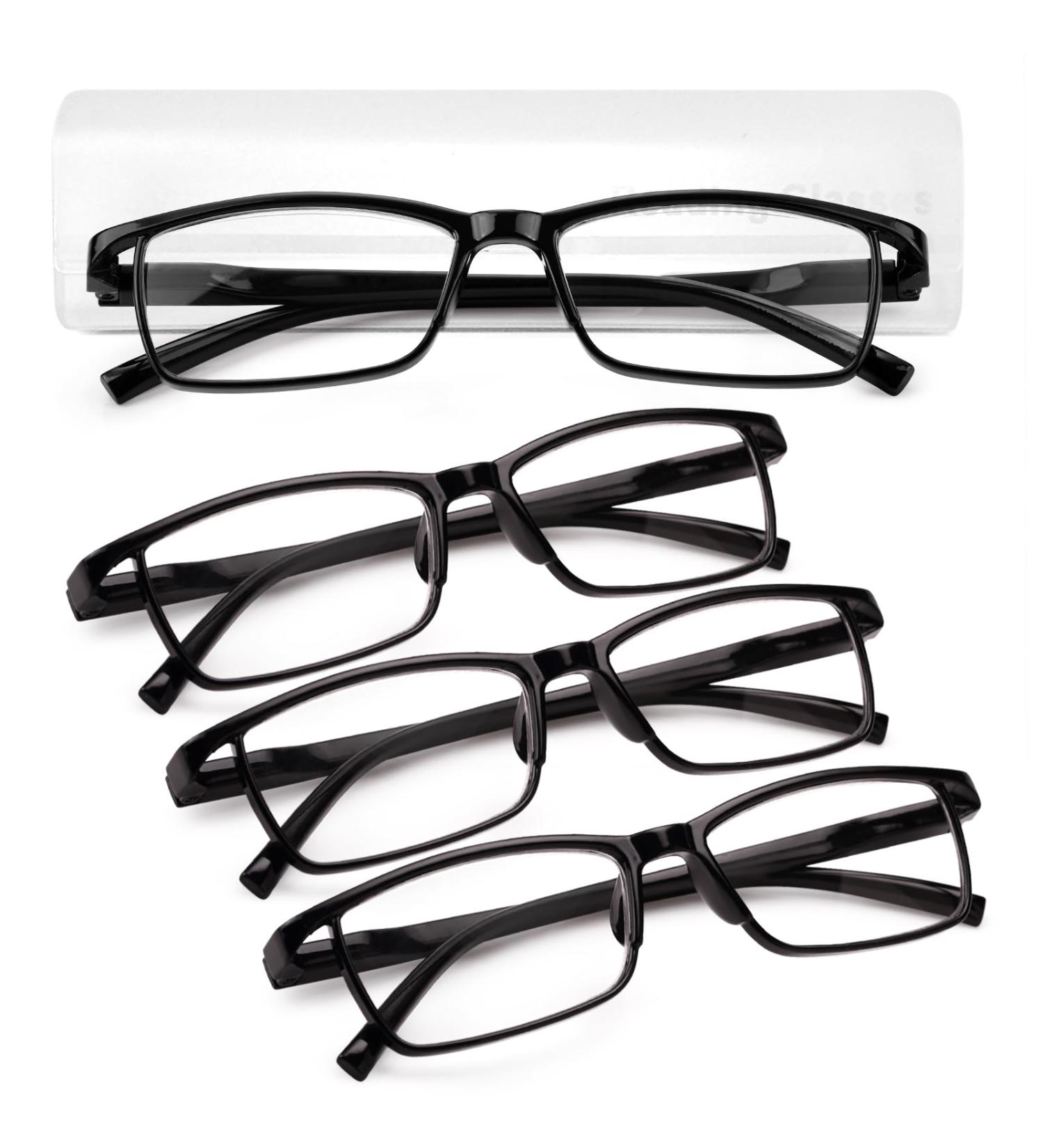 LUFF 4Pcs Anti-Blue Ray Reading Glasses | Portable Ultralight 2.75X Full Frame Readers - Black - Buy Online on GoSupps.com