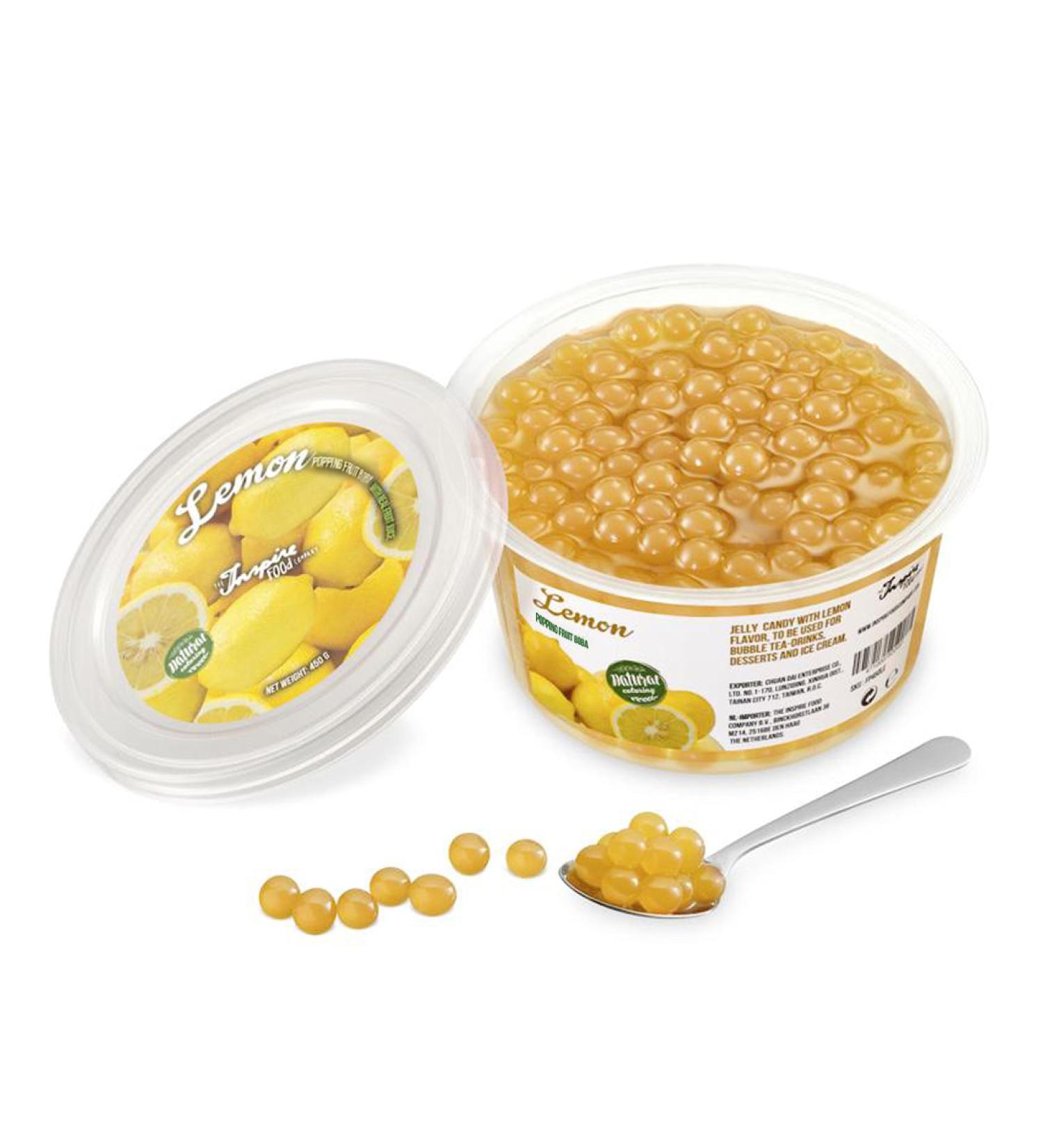 Inspire Food Lemon Bubble Tea Pearls | Vegan & Gluten-Free Popping Boba | 450g Tapioca Fruit Beads for Bubble Tea - Buy Online on GoSupps.com