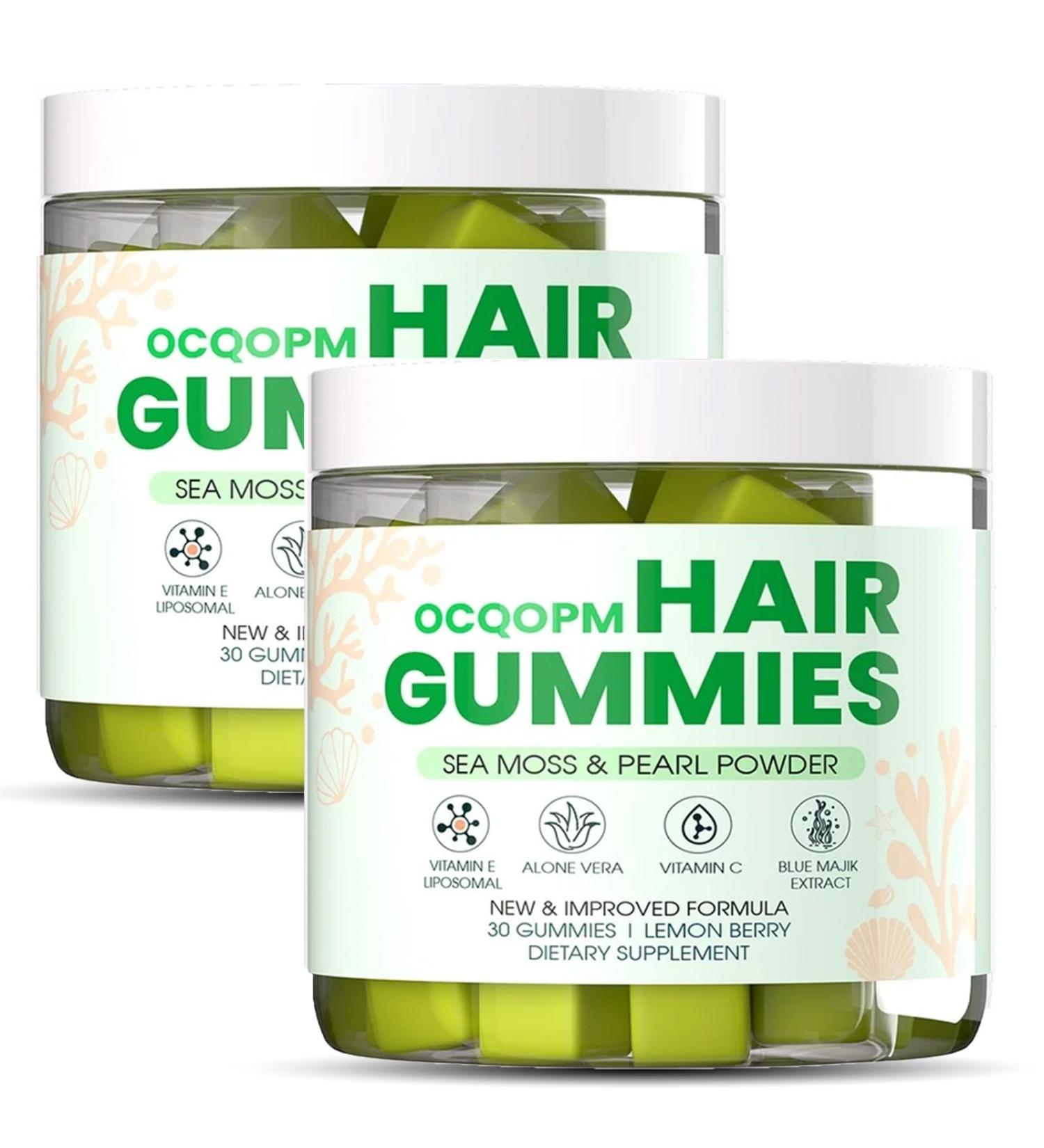 OCQOPM Revive Hair Gummies - Sea Moss Gummies with Pearl Powder Supports Faster Hair Growth Stronger Nails Extra Strength for Men&Women 30 Count (2) - Buy Online on GoSupps.com