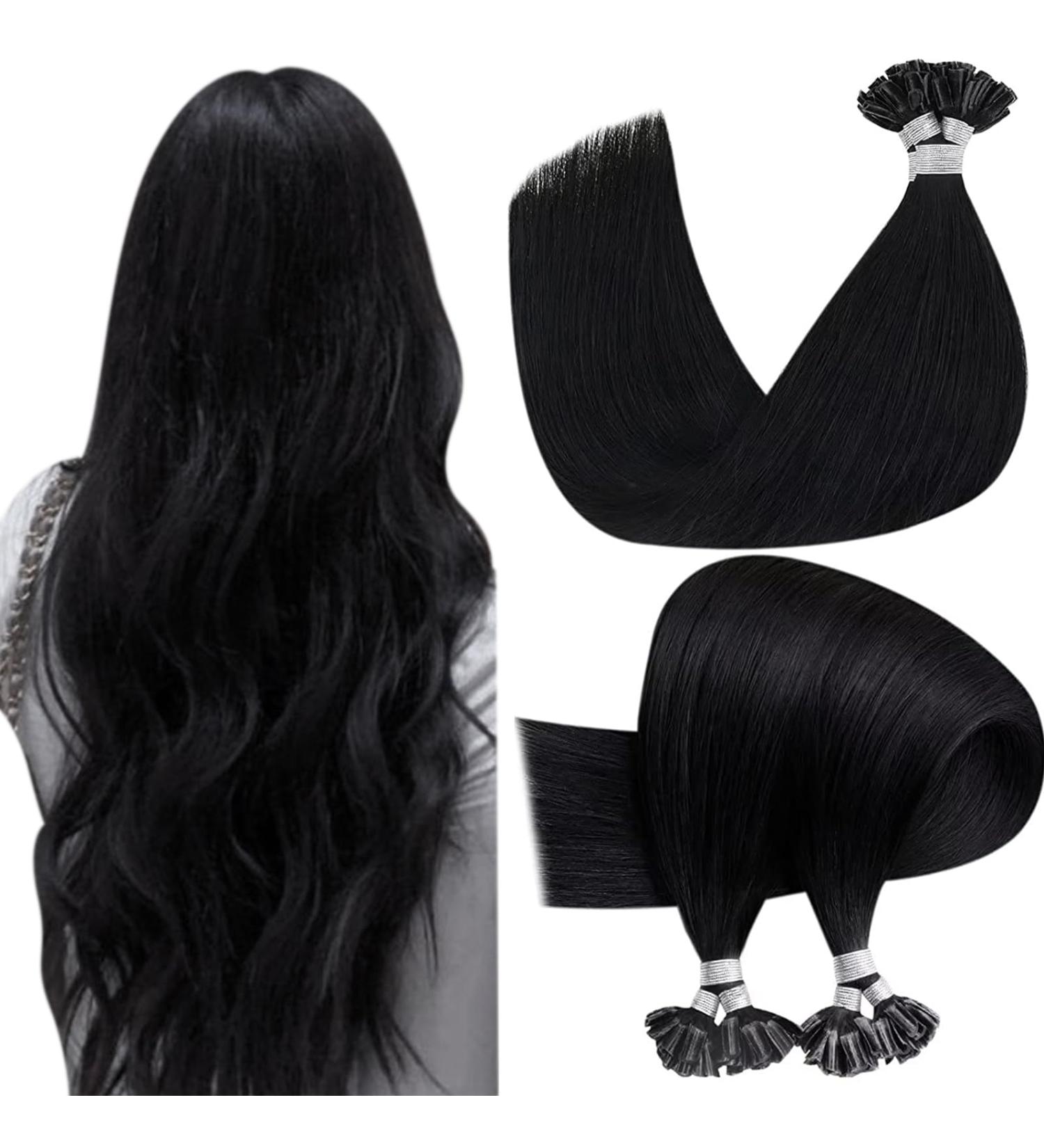 Buy Hetto Real Hair Extensions Bondings - Black Remy Hair 22 Inch (55cm) - 50g #1 Black for Ultimate Hair Recovery - Buy Online on GoSupps.com