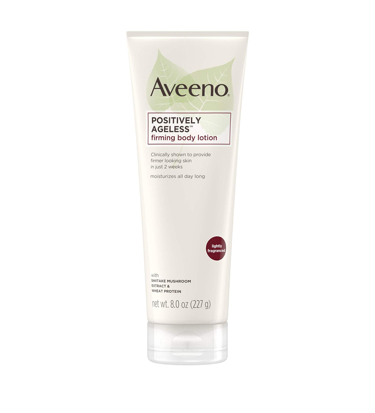 Aveeno Positively Ageless Anti-Aging Body Lotion | Shiitake Mushroom & Wheat Protein | Lightweight & Non-Greasy | Improve Skin Elasticity & Texture | 8 oz - International Shipping - Buy Online on GoSupps.com