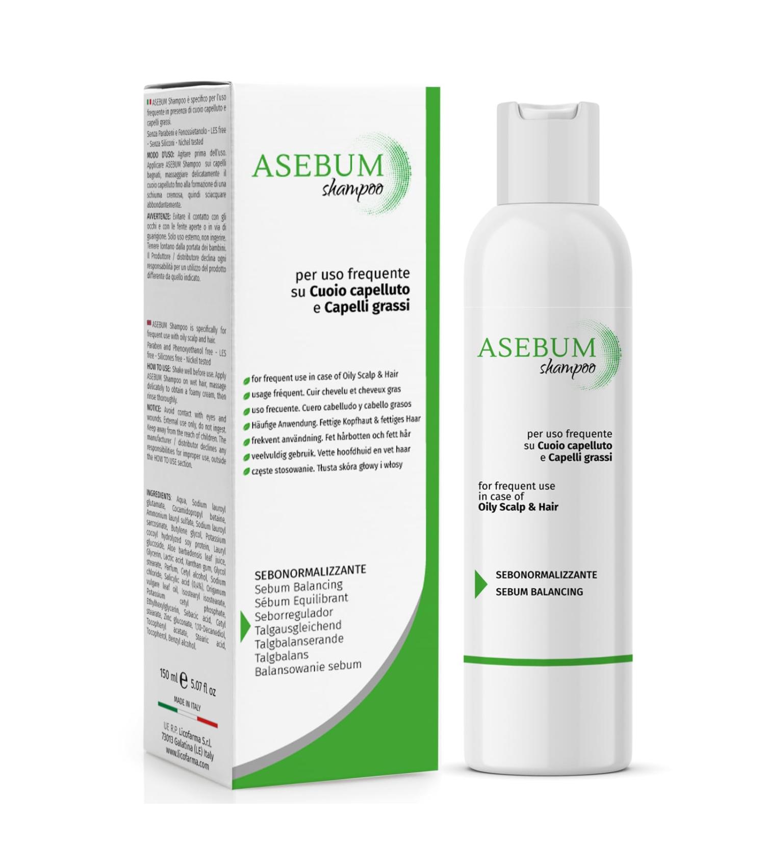  Licofarma Asebum Specific Shampoo for Oily Hair | Normalizes the Scalp | Sebum-Regulating Action | Natural Formula | Daily Use | 150ml Bottle - Buy Online on GoSupps.com