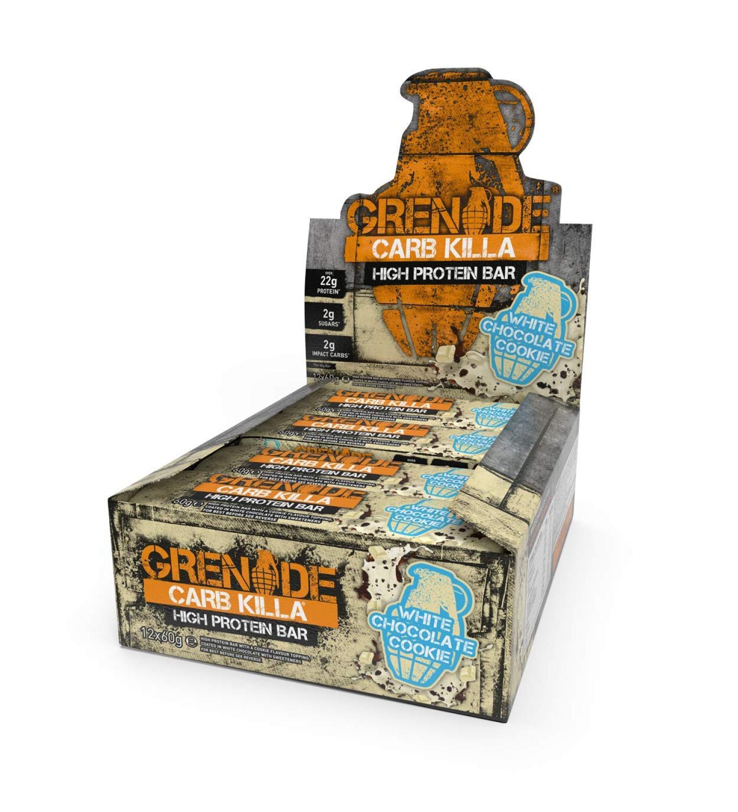 Grenade Carb Killa White Chocolate Cookie Bar 720g (12x60g) - High Protein, Low Carb - Buy Online on GoSupps.com