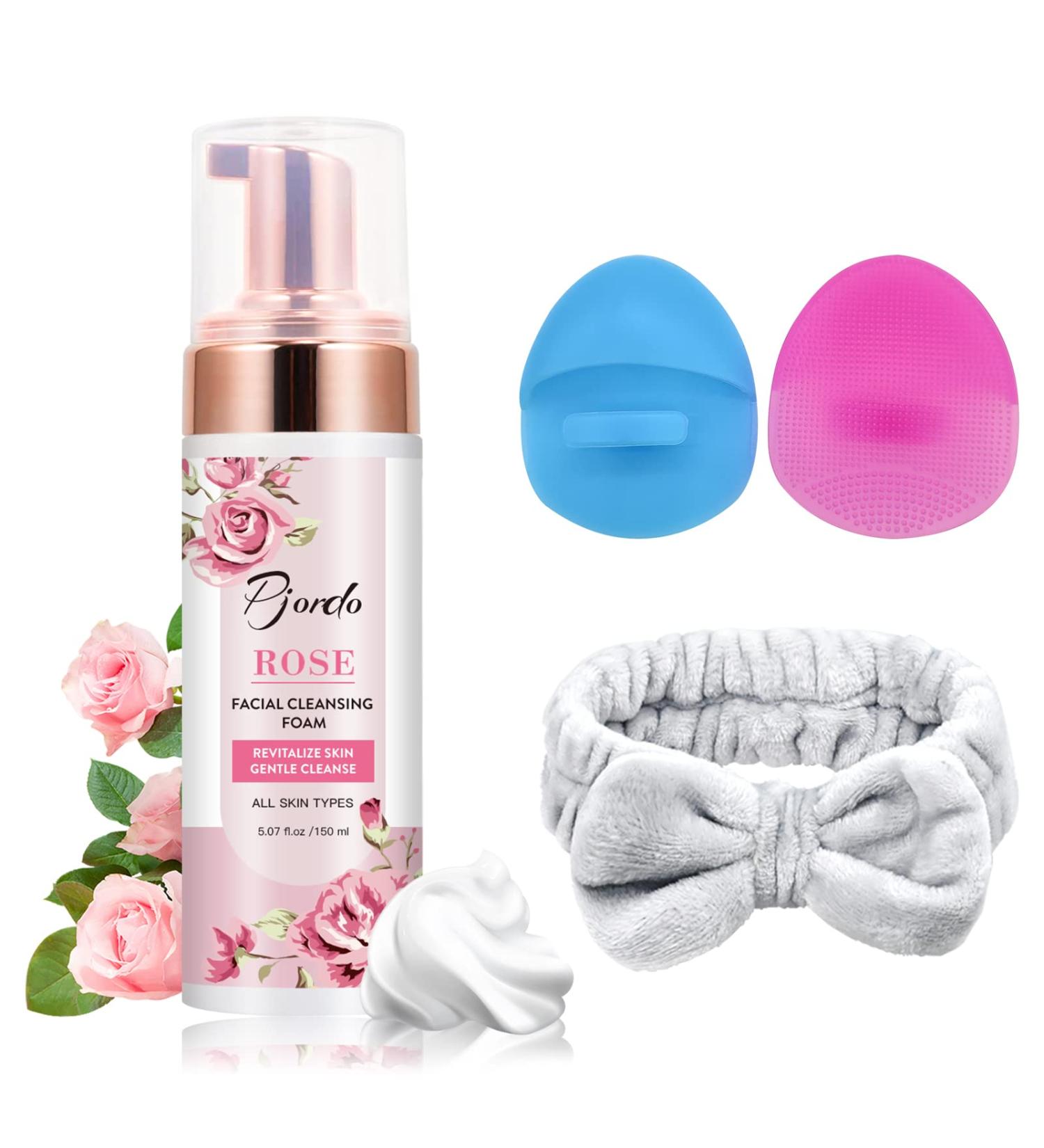 Pjordo Rose Foaming Facial Cleanser - Gentle Daily Face Wash for Deep Cleaning Pores, Calming Acne, and Hydrating All Skin Types - Women and Men - Buy Online on GoSupps.com