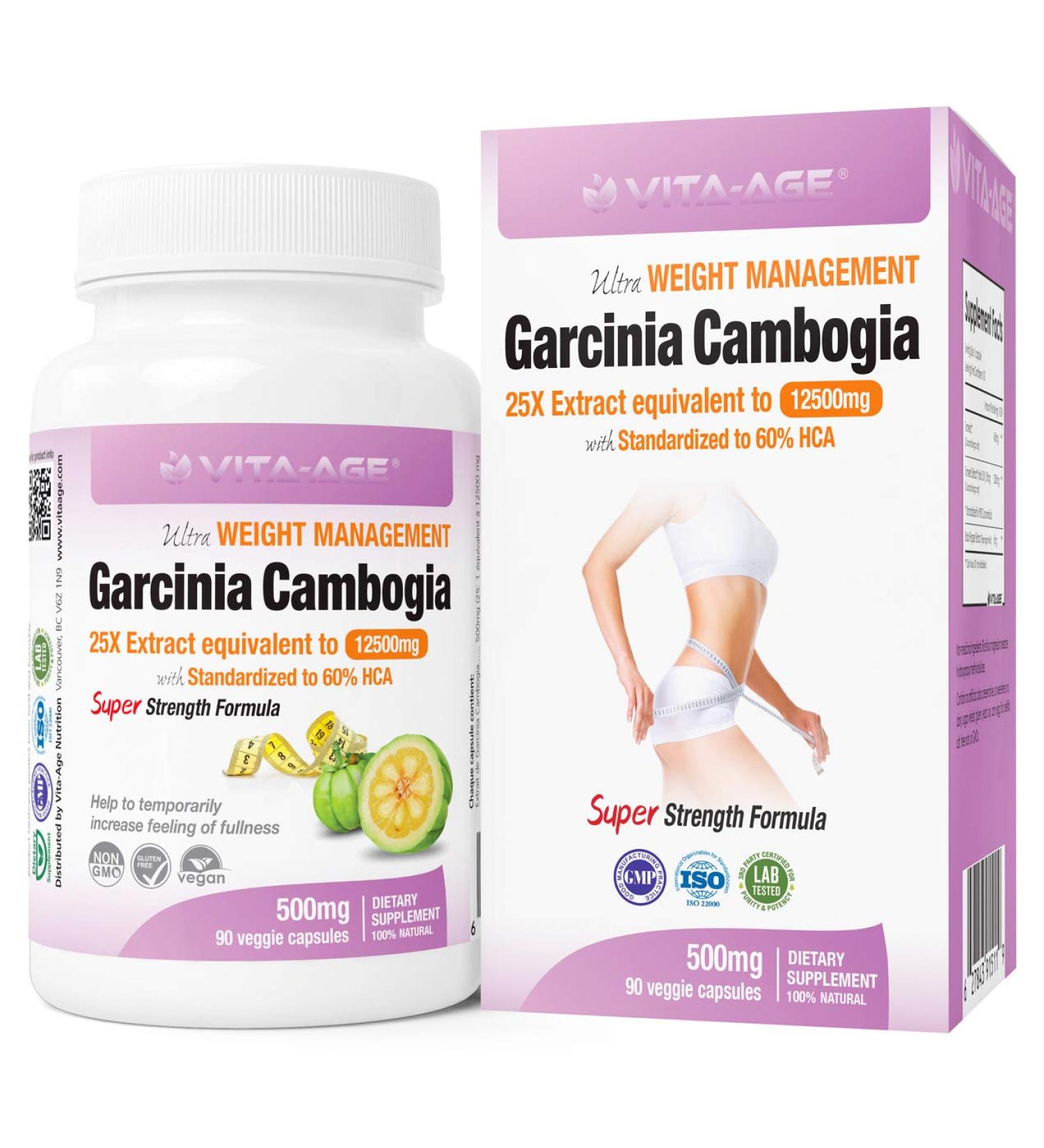 Vita-Nuage Garcinia Cambogia 25X Extract 60% HCA 90 Count Ultra Slimming Weight Loss Supplement Fat Burner Suppress your Appetite All Natural Formula - Buy Online on GoSupps.com