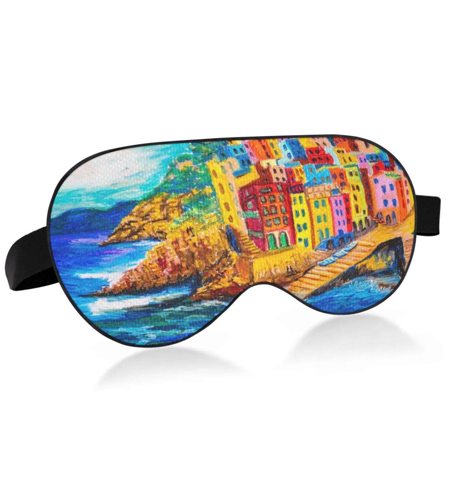 Riomaggiore Italy Sleep Mask - Light Blocking Eye Mask for Travel Naps & Sleeping | Adjustable Soft Blindfold for Men & Women - Buy Online on GoSupps.com