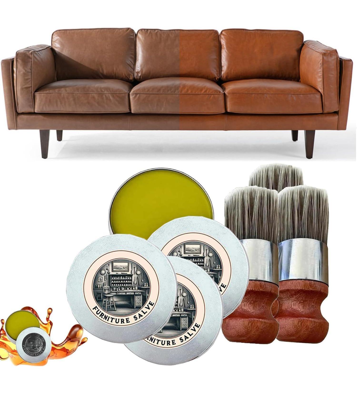 DTREEL Leather Salve for Furniture Cleaning Products Polish and Repair Coating Revives Brush with Natural Conditioner Smooth Leather With Brush 3PCS - Buy Online on GoSupps.com