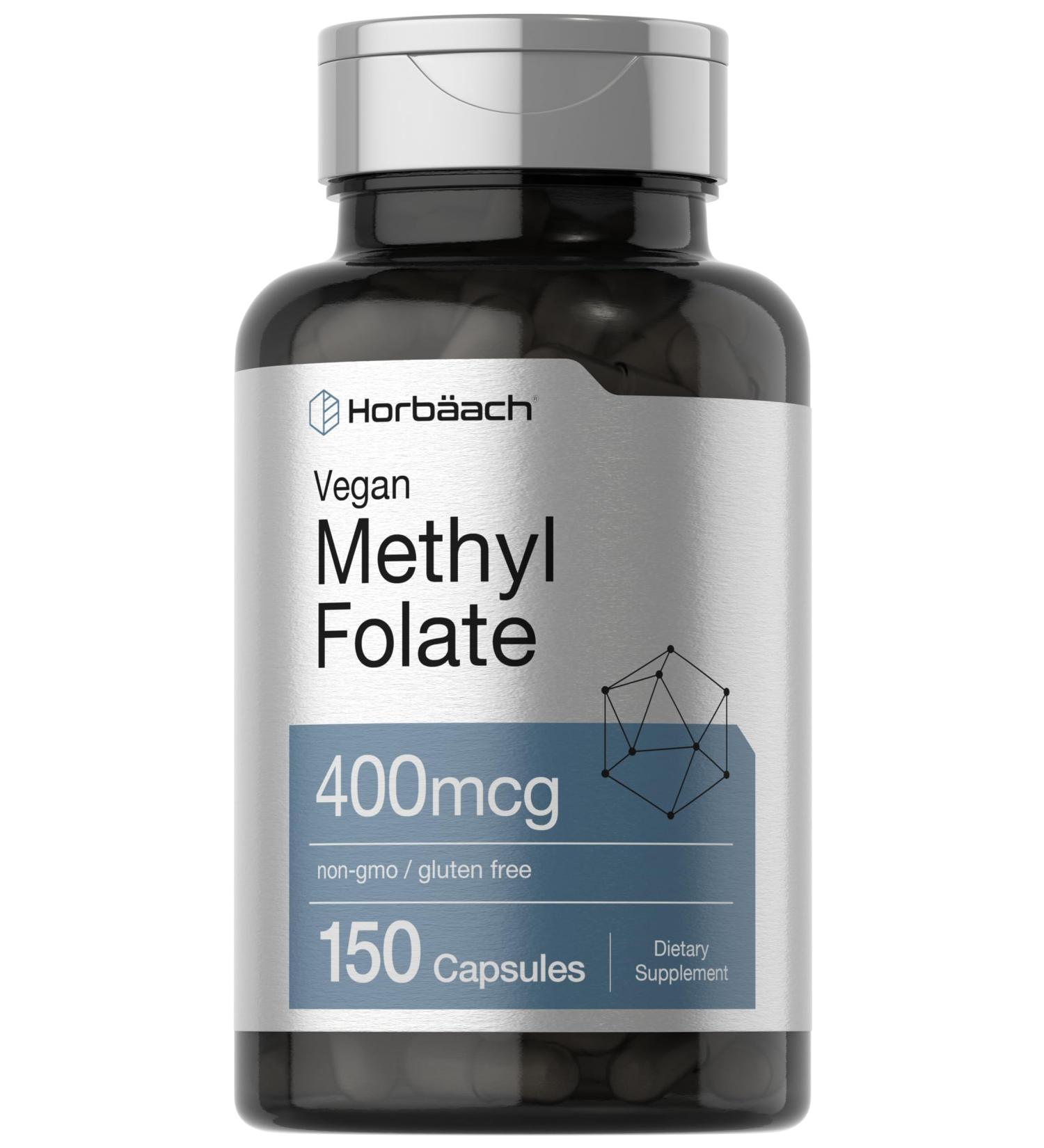 Horb ach Methyl Folate 400 mcg | 150 Vegan Capsules | Non-GMO Gluten Free | Dietary Supplement - Buy Online on GoSupps.com