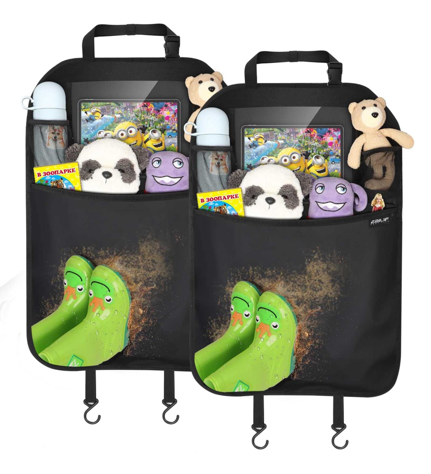 Ezilif Backrest Protection for Cars | Waterproof Car Seat Organizer for Kids | 2-Piece Kick-Mat with Tablet Pocket - Buy Online on GoSupps.com