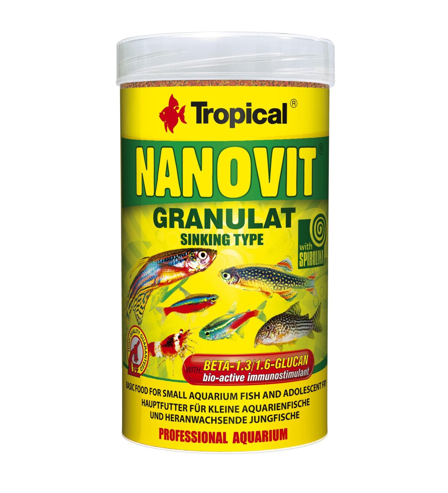 Tropical NANOVIT GRANULAT 250ml / 175g - Small sinking granules with multi-ingredients for small aquarium fish - Buy Online on GoSupps.com