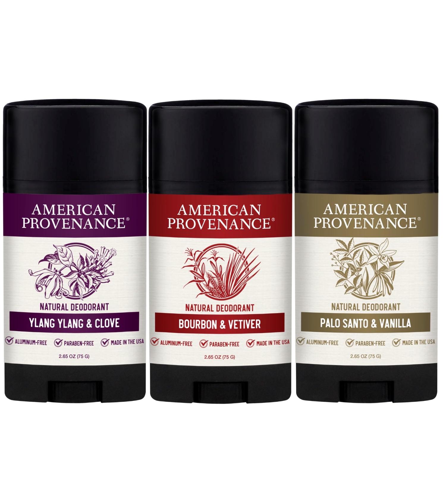 American Provenance Bourbon & Vetiver Palo Santo & Vanilla and Ylang Ylang & Clove Deodorant Bundle - Buy Online on GoSupps.com