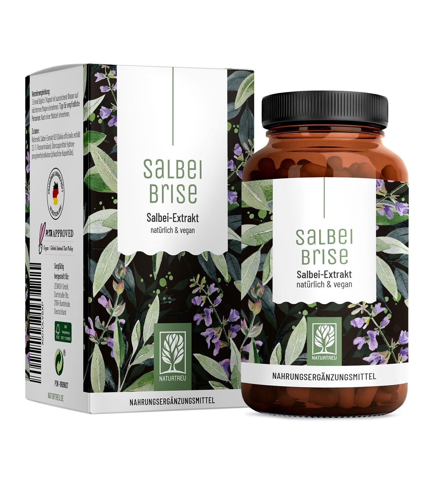 NATURTREU High Dose Sage Capsules - 6000mg Sage Extract (60:1) - Vegan & Lab Tested - 120 Capsules for Optimal Health - Buy Online on GoSupps.com