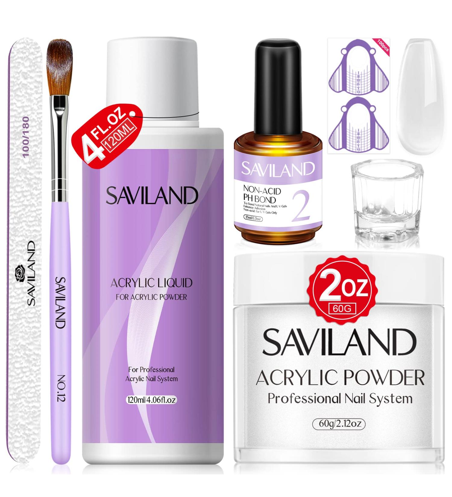 Saviland 6oz Acrylic Nail Kit with Liquid, Powder, Brush | All-in-One Starter Set for DIY Long-Lasting Extension Nails - Buy Online on GoSupps.com