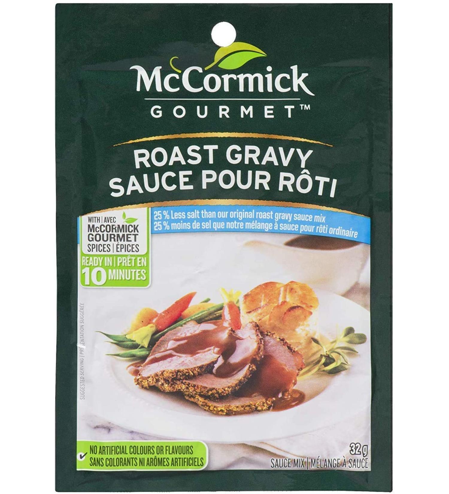 McCormick Gourmet Premium Quality Dry Sauce Mix Roast Gravy Less Salt 32g Case Pack 12 Count - Buy Online on GoSupps.com