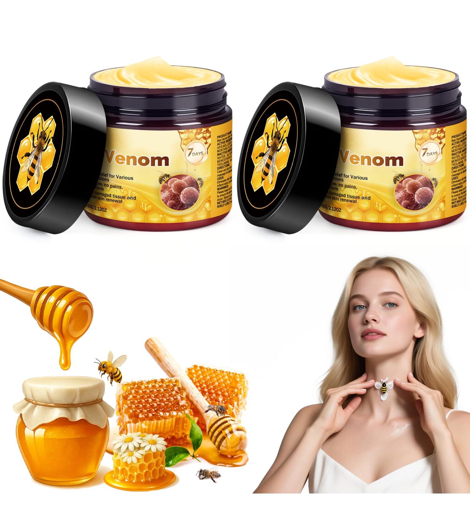Bee Venom Cream 2025Upgrade 2pcs 60g Multipurpose Bee Venom Skin Treatment Cream for Repair Moisturize and Lift - Buy Online on GoSupps.com