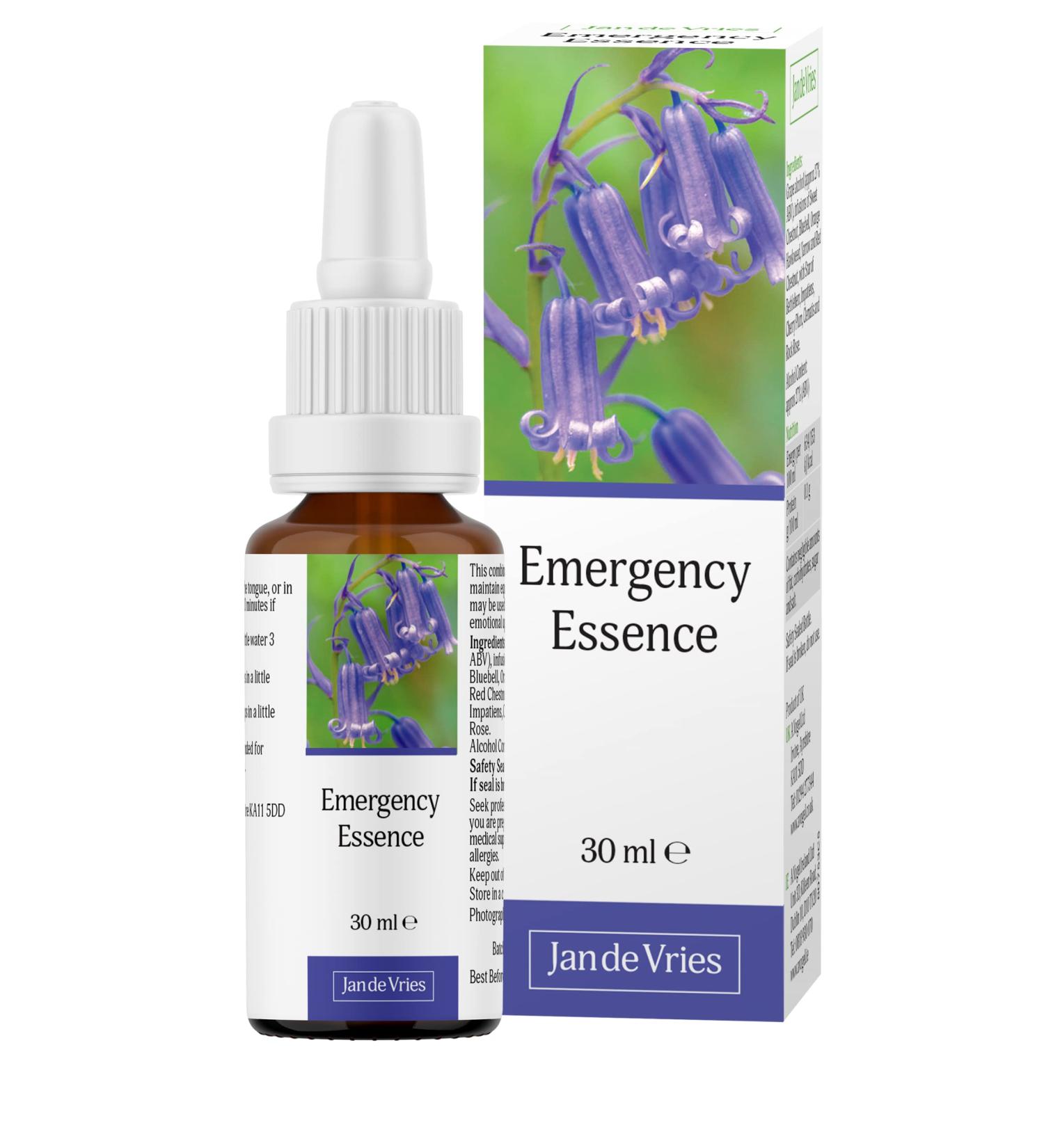 Jan De Vries Emergency Essence 30ml - Calm & Steady Emotions with Star of Bethlehem, Bluebell & Yarrow | Pack of 1 - Buy Online on GoSupps.com