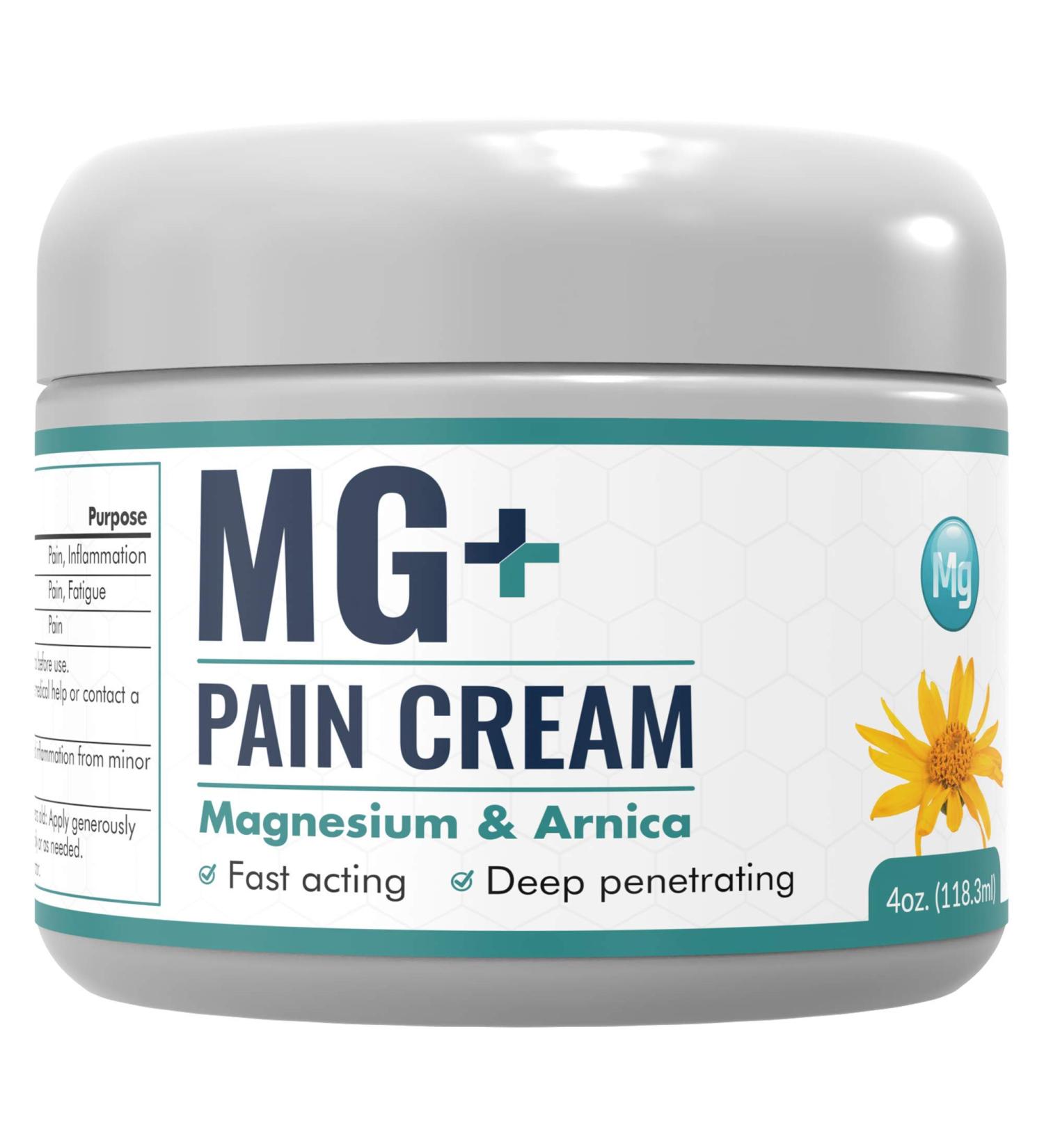 Mars Wellness MG+ Pain Cream - Extra Strength Magnesium & Arnica - 4 OZ - Sore Legs Joints Cramps Sports & Arthritis Relief - 1 Pack - Buy Online on GoSupps.com