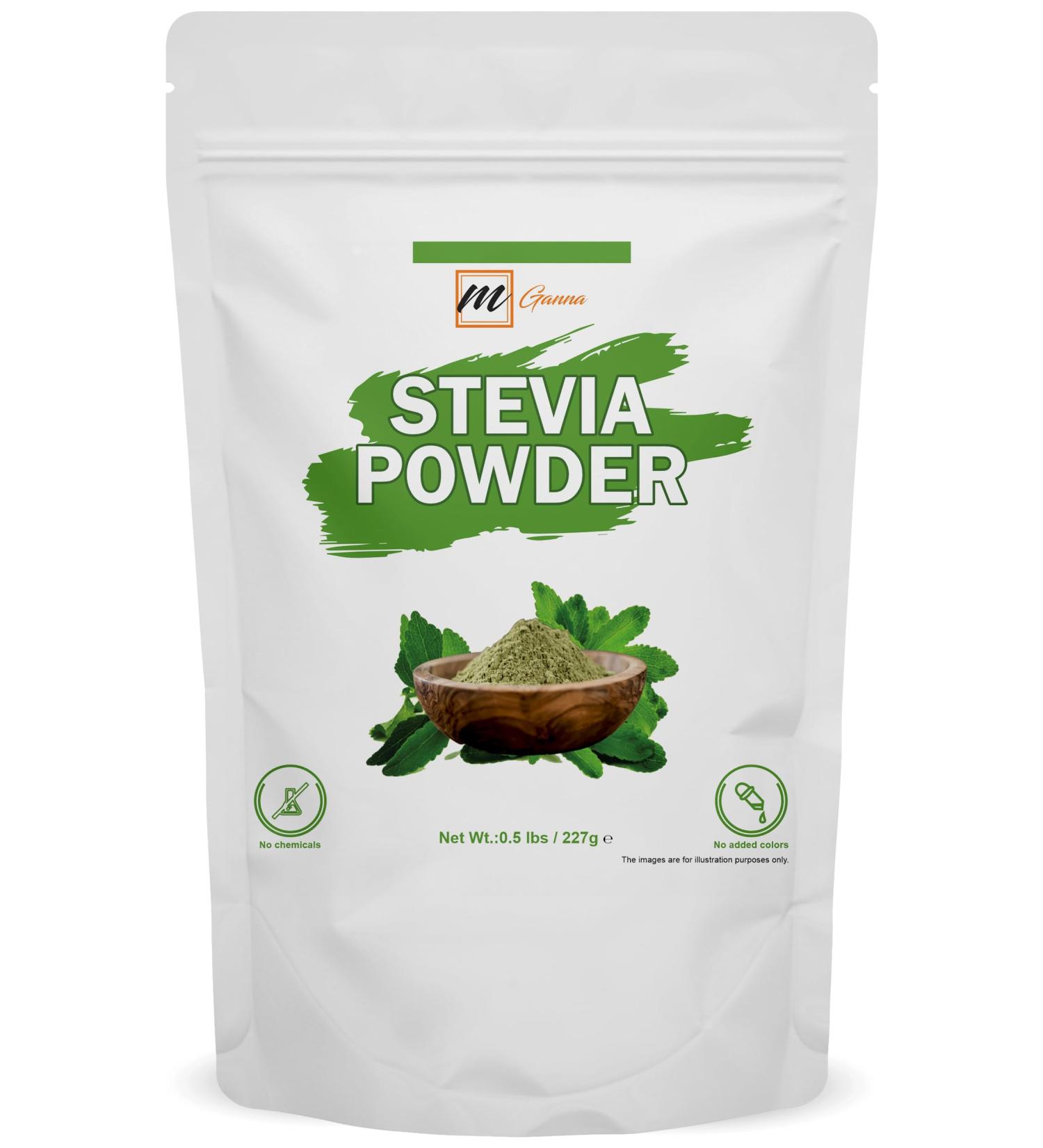 mGanna 100% Natural Stevia Leaf Powder - Natural Sweetener 227 gms / 0.5 lbs - Buy Online on GoSupps.com