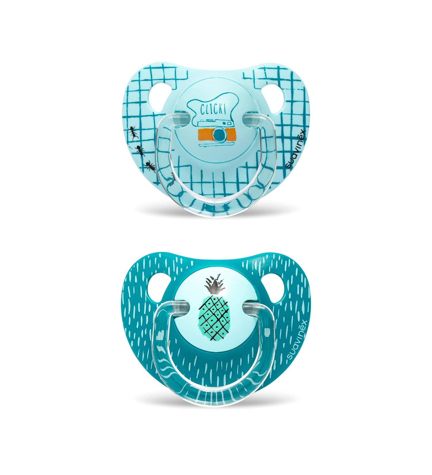 Buy SUAVINEX Silicone Picnic Blue Pacifiers for 6-18 Months - Pack of 2 | International Shipping Available - Buy Online on GoSupps.com
