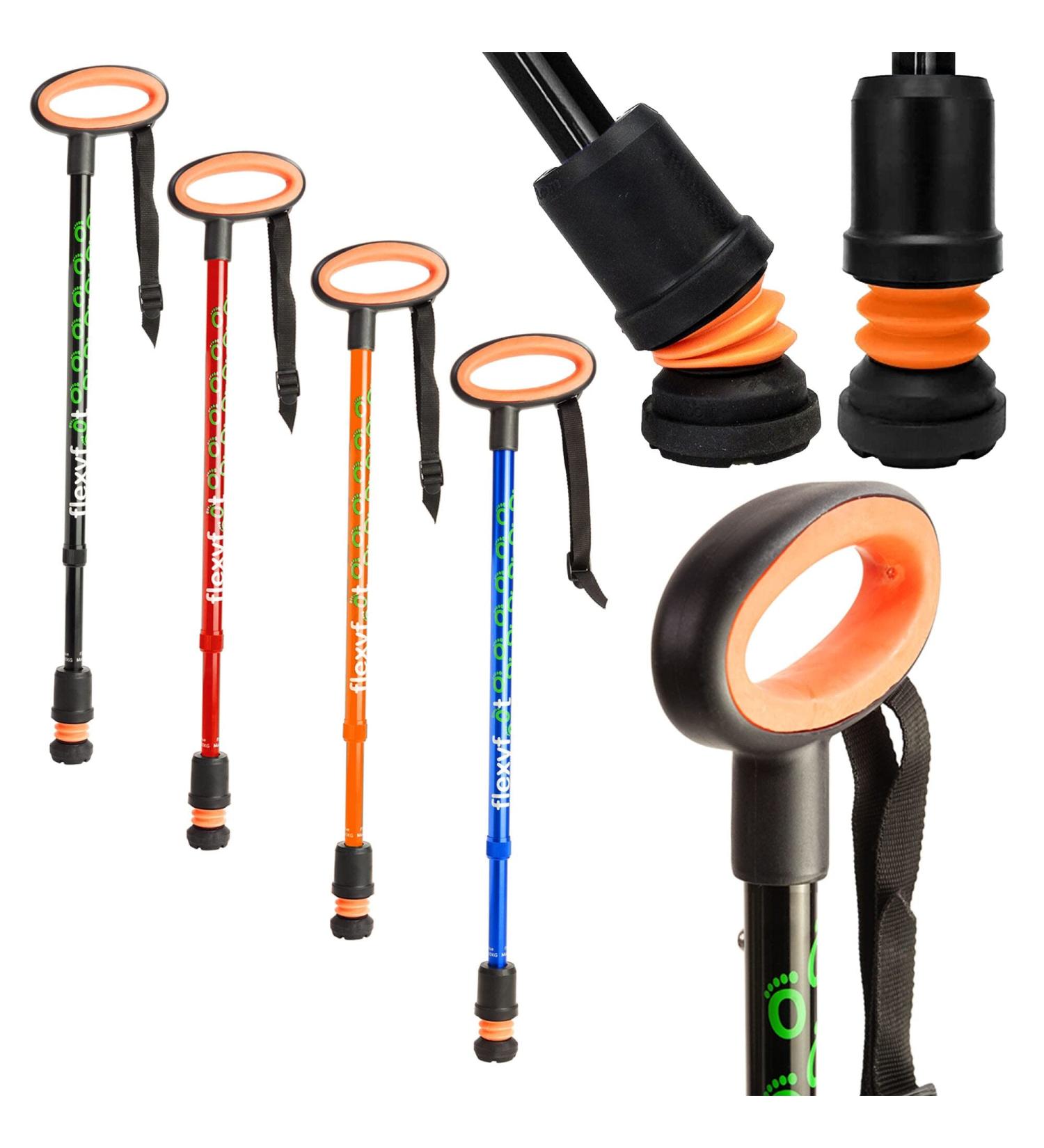 Shock Absorbing Oval Handle Telescopic Walking Stick | Enhance Safety & Comfort | Reduces Shocks & Improves Grip | Black - Buy Online on GoSupps.com