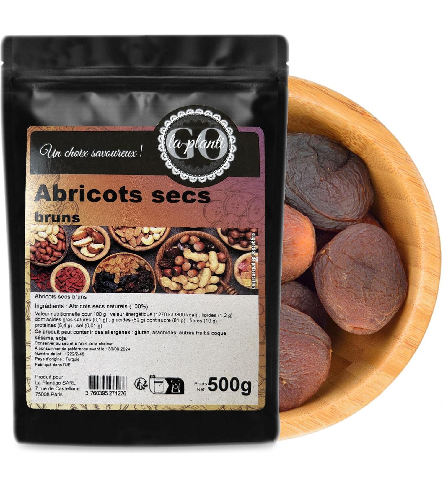 Brown dried apricots 500 g - LA PLANTIGO - Buy Online on GoSupps.com